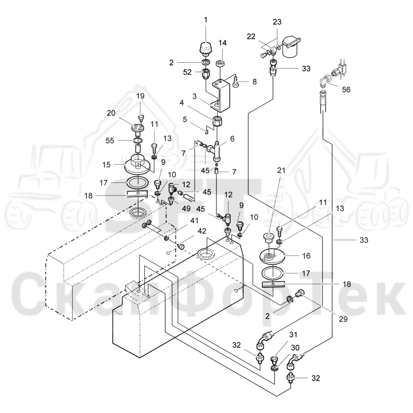 Схема: Valmet / Лесозаготовительные машины / Valmet 941 / Valmet 941 Ch 12071- / Valmet 941 Ch 12071- / Каталог запасных частей / Двигатель / Топливная система / Топливная система