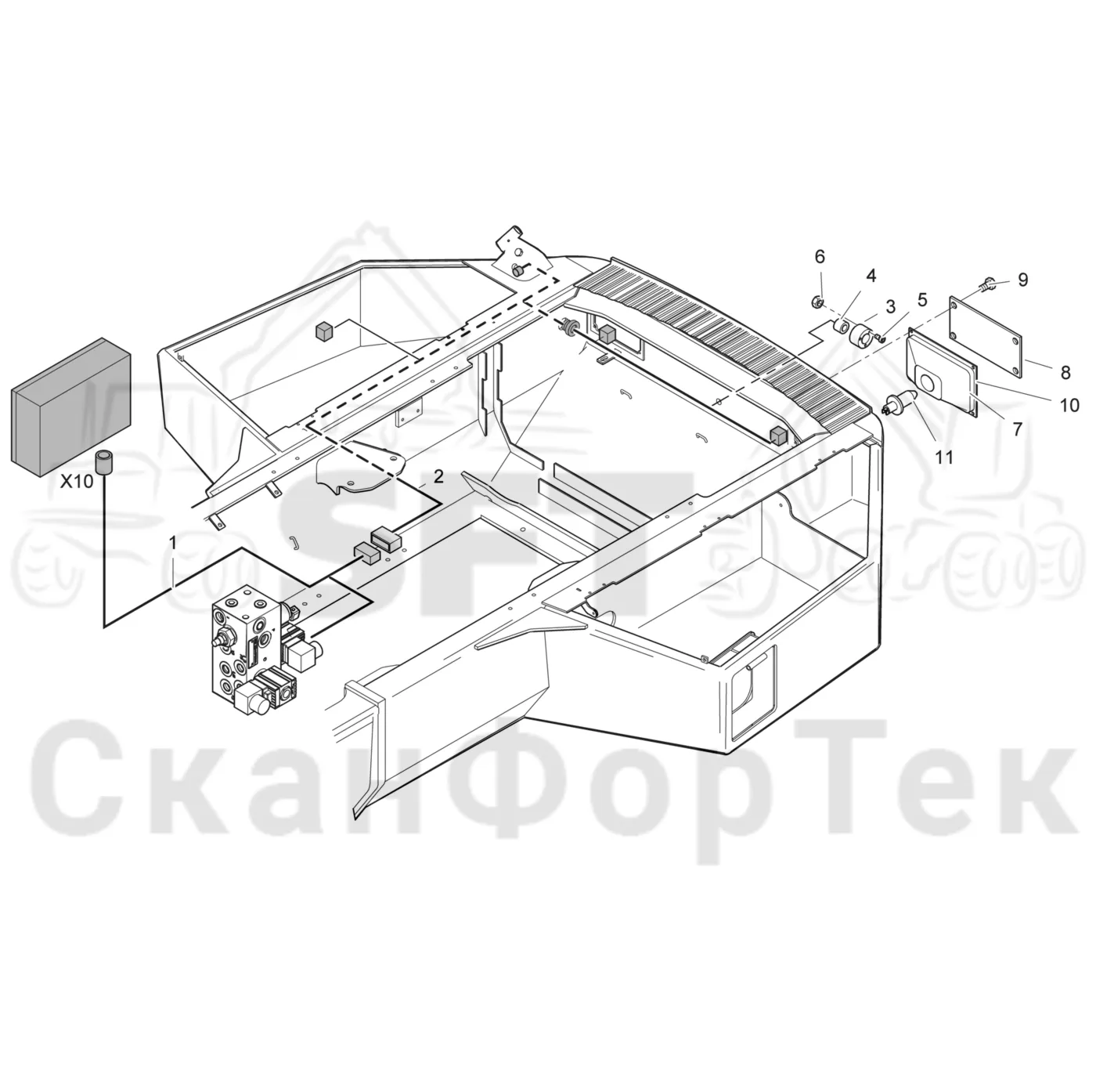 Схема: Valmet / Лесозаготовительные машины / Valmet 941 / Valmet 941 Ch 12071- / Valmet 941 Ch 12071- / Каталог запасных частей / шасси / Электрический Оборудование / Комплект кабелей задний 12101-