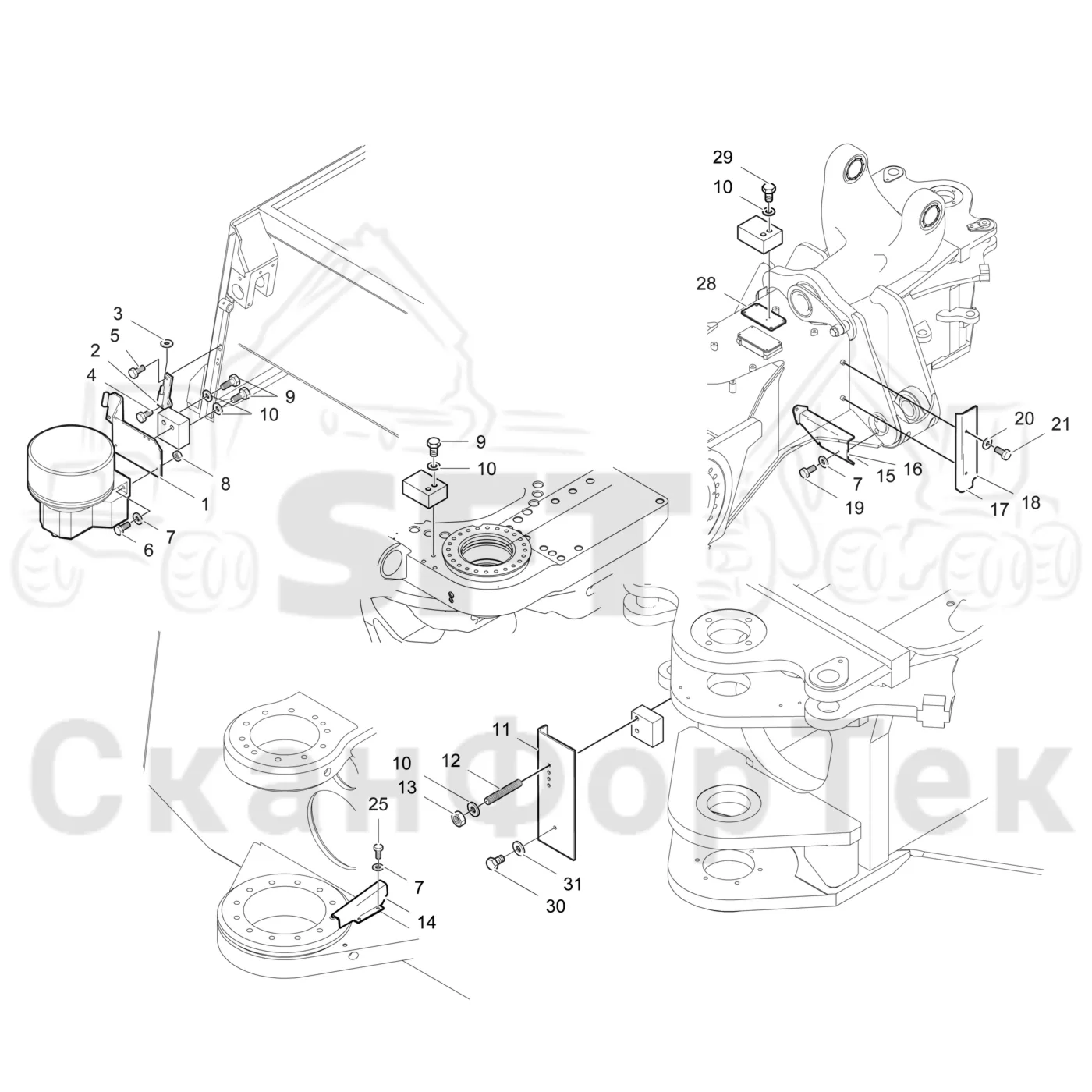 Схема: Valmet / Лесозаготовительные машины / Valmet 941 / Valmet 941 Ch 12071- / Valmet 941 Ch 12071- / Каталог запасных частей / шасси / Центральная смазка / защита