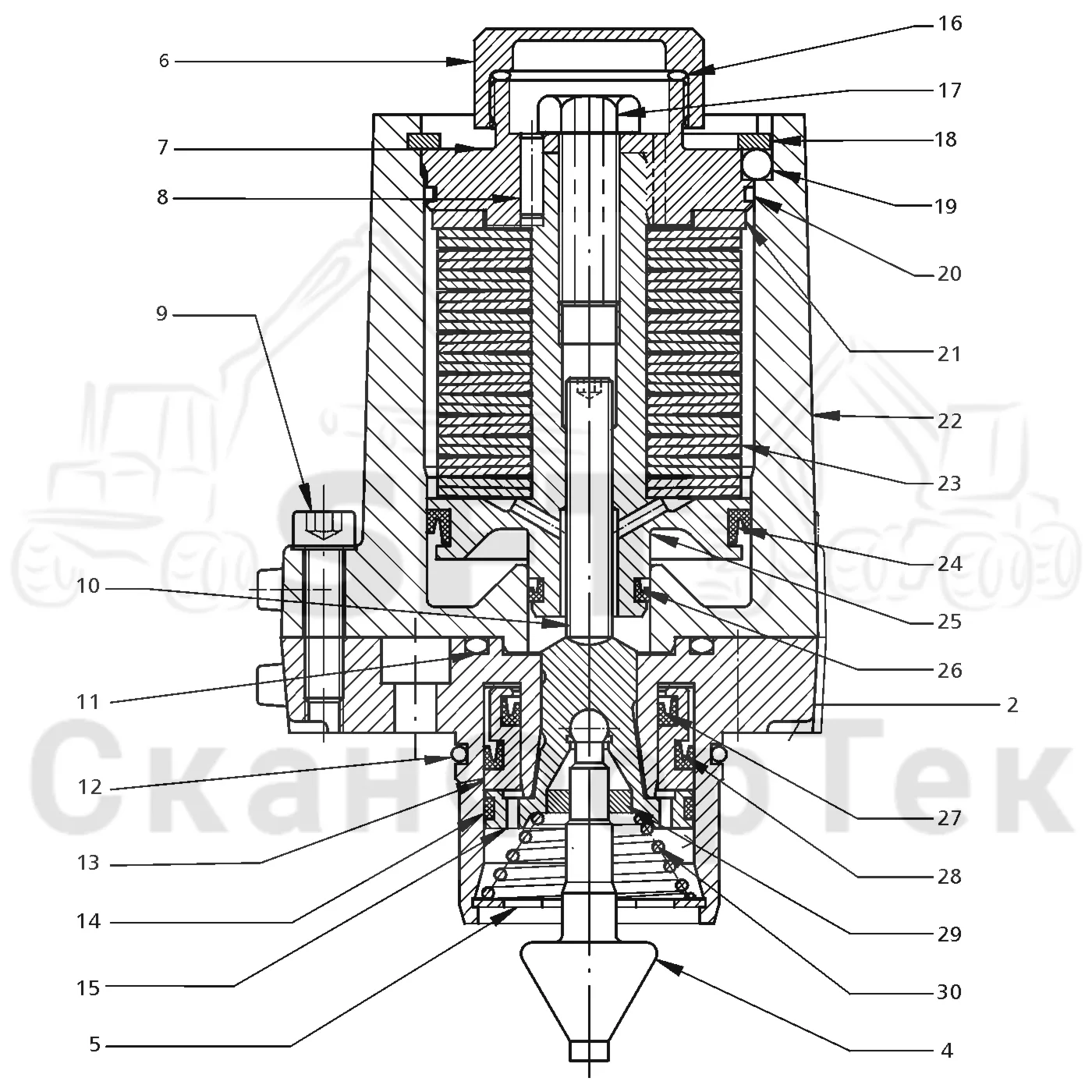 Схема: Valmet / Форвардер / Valmet 890.1 / Valmet 890.1 Ch. -117350, -119440 / Valmet 890.1 Ch. -117350, -11 / Каталог запасных частей / Тормоза / Тормозная коробка / Тормозная коробка задняя / Тормозная коробка задняя -310376 / Тормозной цилиндр