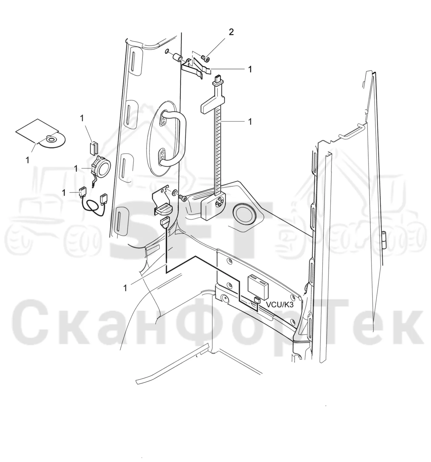 Схема: Valmet / Лесозаготовительные машины / Valmet 941 / Valmet 941 Ch 12071- / Valmet 941 Ch 12071- / Каталог запасных частей / Кабина / Салон / Штангенциркуль