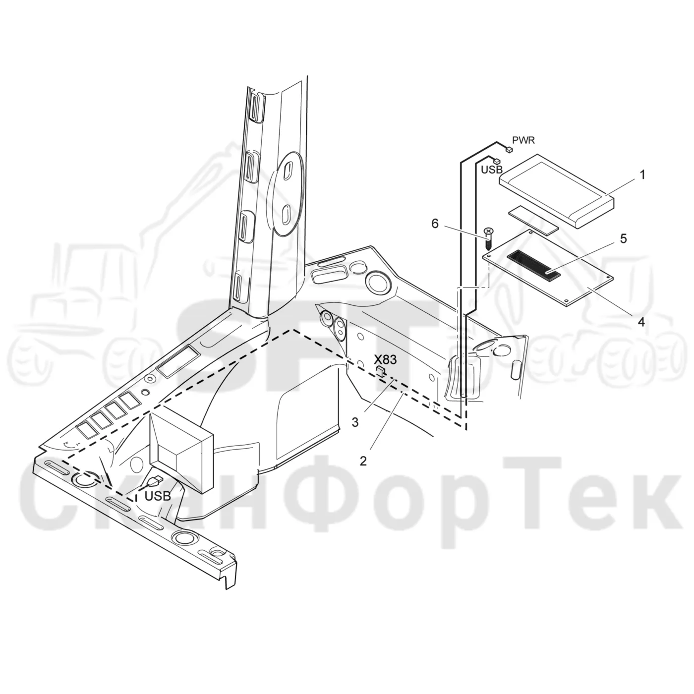 Схема: Valmet / Лесозаготовительные машины / Valmet 941 / Valmet 941 Ch 12071- / Valmet 941 Ch 12071- / Каталог запасных частей / Система управления / Принтеры / Электрооборудование, принтер Ch. 12081-