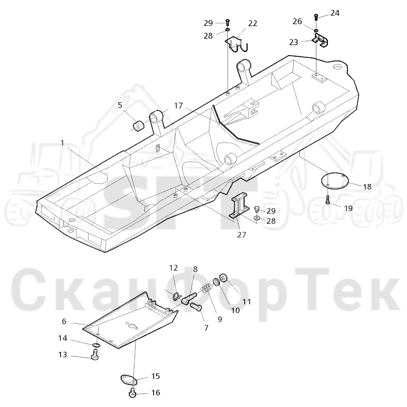 Схема: Valmet / Форвардер / Valmet 840.2 / Valmet 840.2  Ch. 211121- / Valmet 840.2  Ch. 211121- / Каталог запасных частей / шасси / Рамы / Рама, передняя на 6 колес