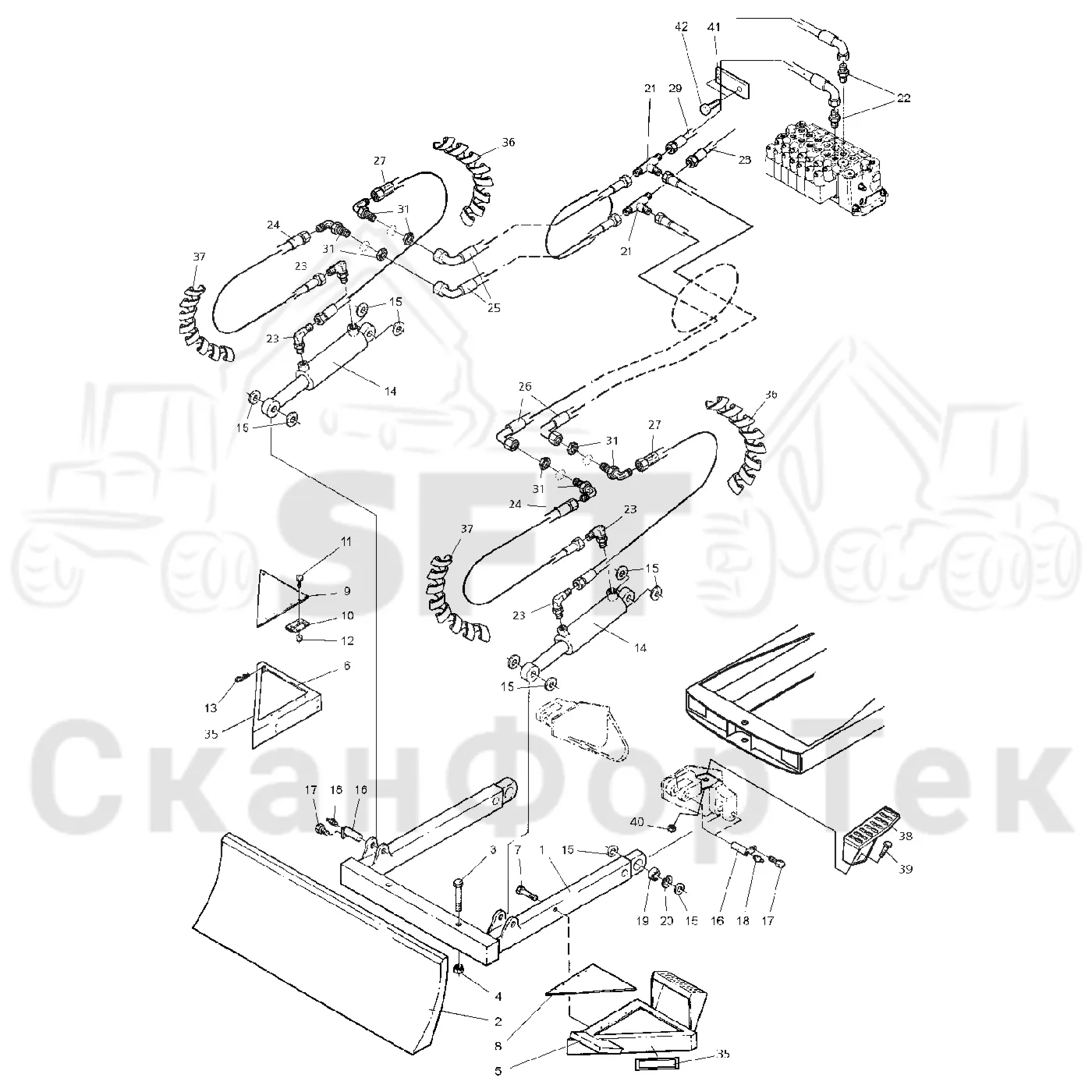 Схема: Valmet / Форвардер / Valmet 860.1 / Valmet 860.1 Ch. -115420 / Valmet 860.1 Ch. -115420 / Каталог запасных частей / шасси / Строгальное лезвие / Строгальное лезвие