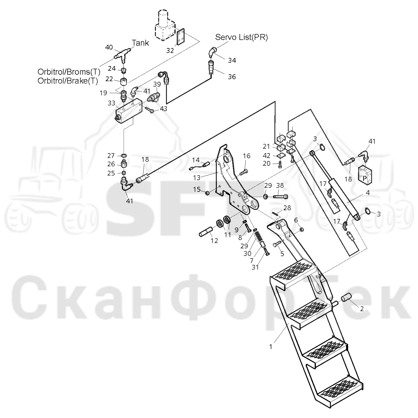 Схема: Valmet / Форвардер / Valmet 840.2 / Valmet 840.2 Ch. -211120 / Valmet 840.2 Ch. -211120 / Каталог запасных частей / шасси / Ступени, лестницы и платформы / Гидравлическая лестница