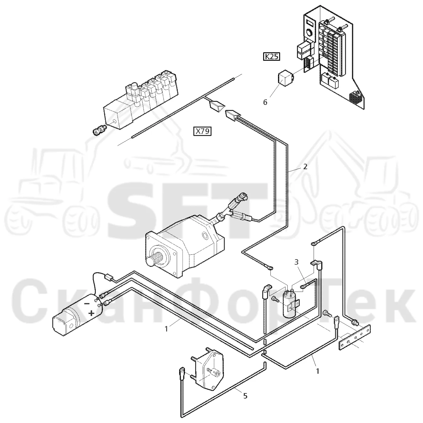 Схема: Valmet / Форвардер / Valmet 860.1 / Valmet 860.1 Ch. 115421- / Valmet 860.1 Ch. 115421- / Каталог запасных частей / Рулевое управление / Аварийное рулевое управление / Аварийное электронное рулевое управление