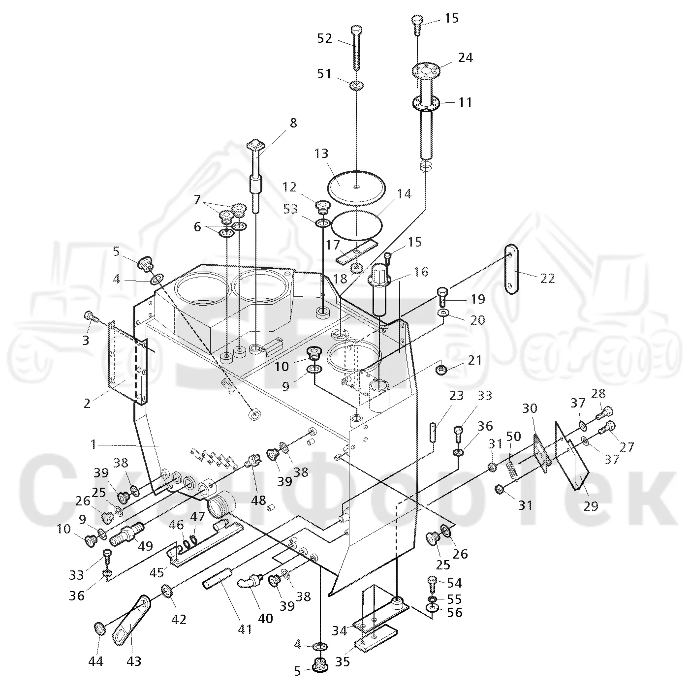 Схема: Valmet / Форвардер / Valmet 840.2 / Valmet 840.2 Ch. 211121- / Valmet 840.2 Ch. 211121- / Каталог запасных частей / Гидравлика / Бак гидравлики / Бак гидравлики
