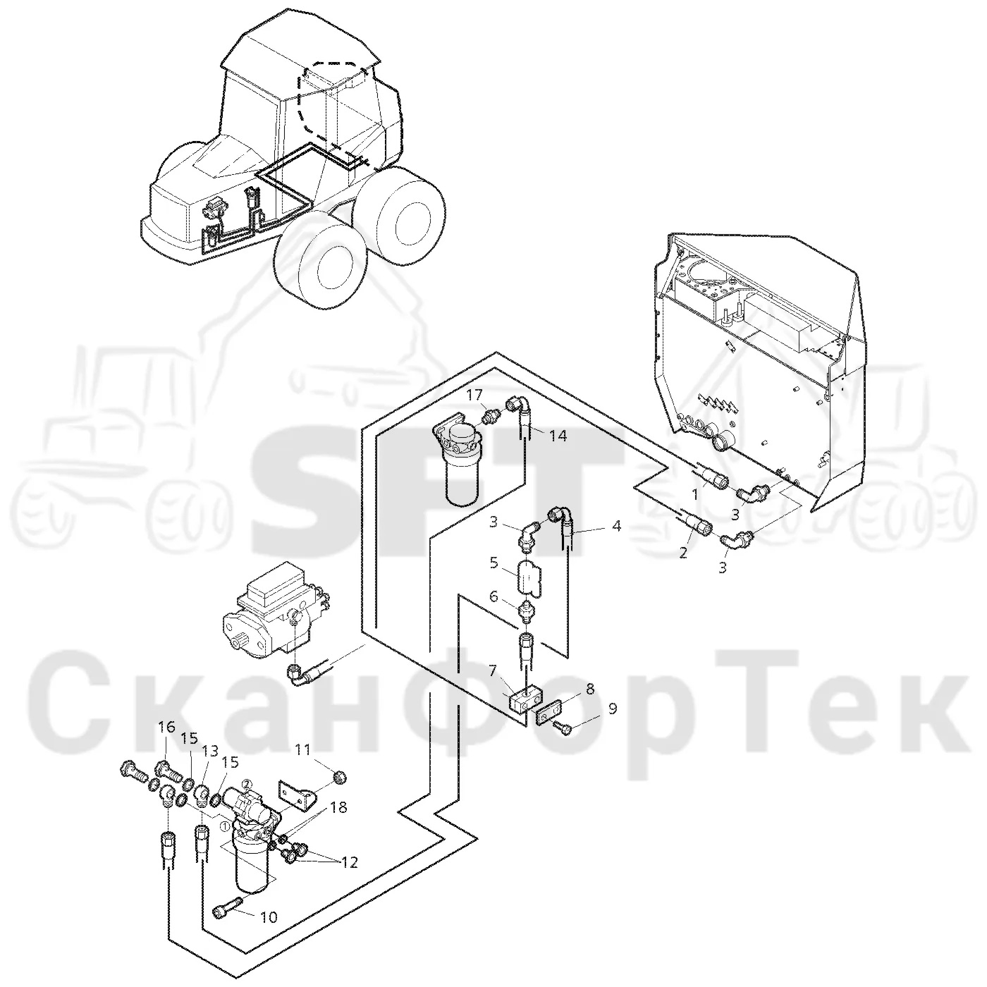 Схема: Valmet / Форвардер / Valmet 840.2 / Valmet 840.2  Ch. 211121- / Valmet 840.2  Ch. 211121- / Каталог запасных частей / Двигатель / Топливная система / Топливная система