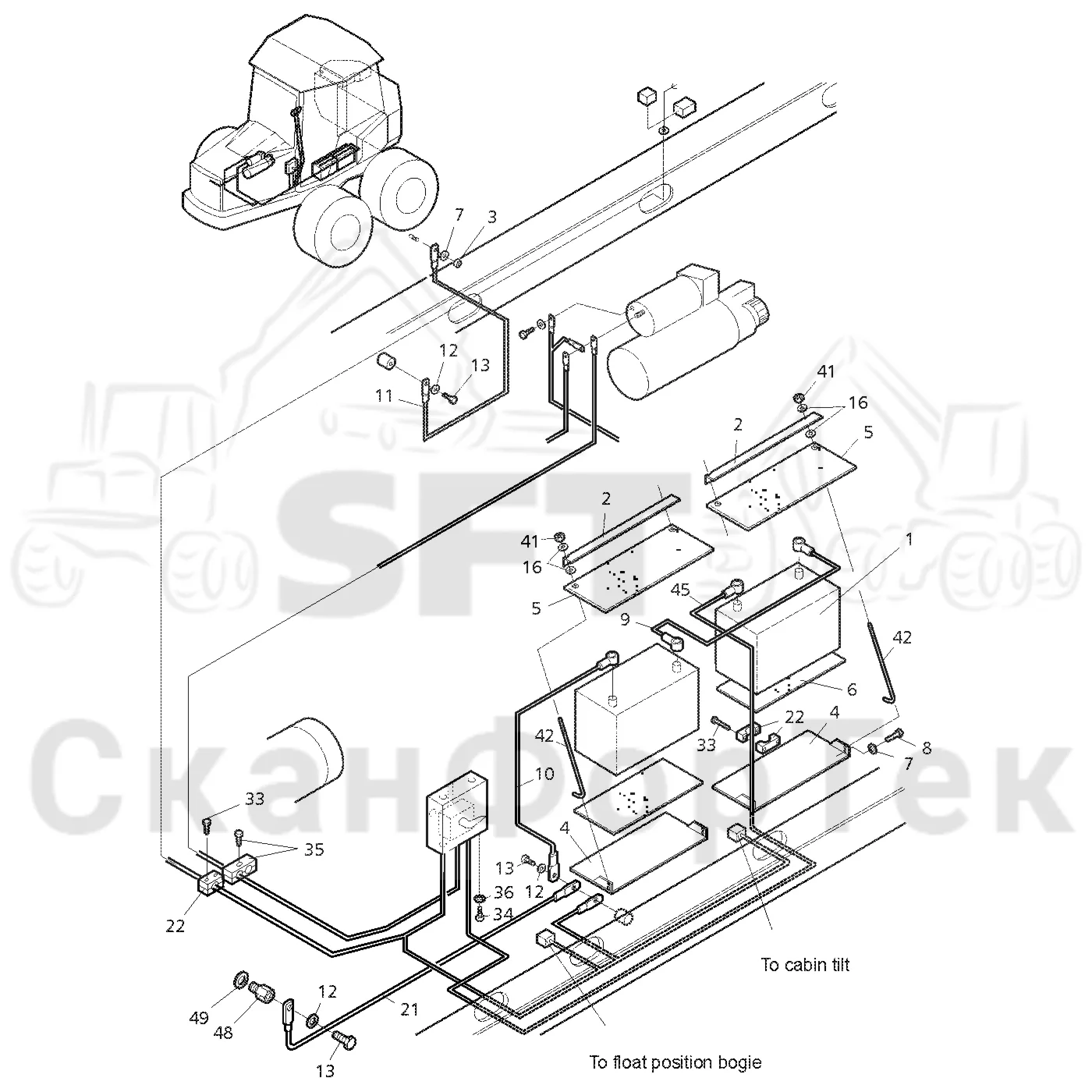 Схема: Valmet / Форвардер / Valmet 840.2 / Valmet 840.2 Ch. 211121- / Valmet 840.2 Ch. 211121- / Каталог запасных частей / шасси / Электрический Оборудование / Комплект сетевого кабеля 110 А-час -211210