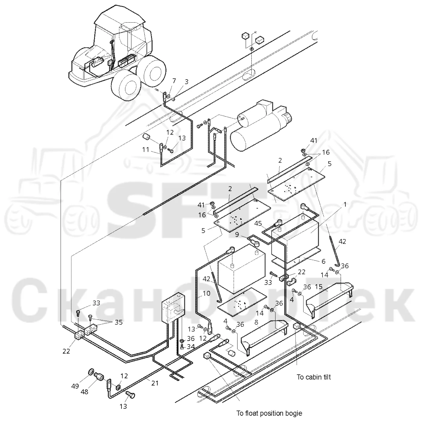 Схема: Valmet / Форвардер / Valmet 840.2 / Valmet 840.2 Ch. 211121- / Valmet 840.2 Ch. 211121- / Каталог запасных частей / шасси / Электрический Оборудование / Комплект сетевого кабеля 110 А-час 211211-