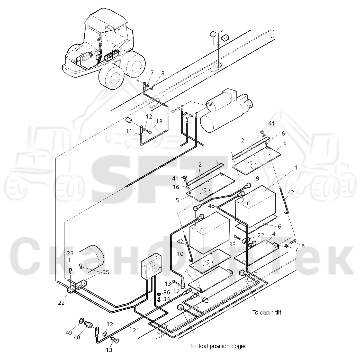 Схема: Valmet / Форвардер / Valmet 840.2 / Valmet 840.2 Ch. 211121- / Valmet 840.2 Ch. 211121- / Каталог запасных частей / шасси / Электрический Оборудование / Комплект сетевого кабеля 140 А-час -211210