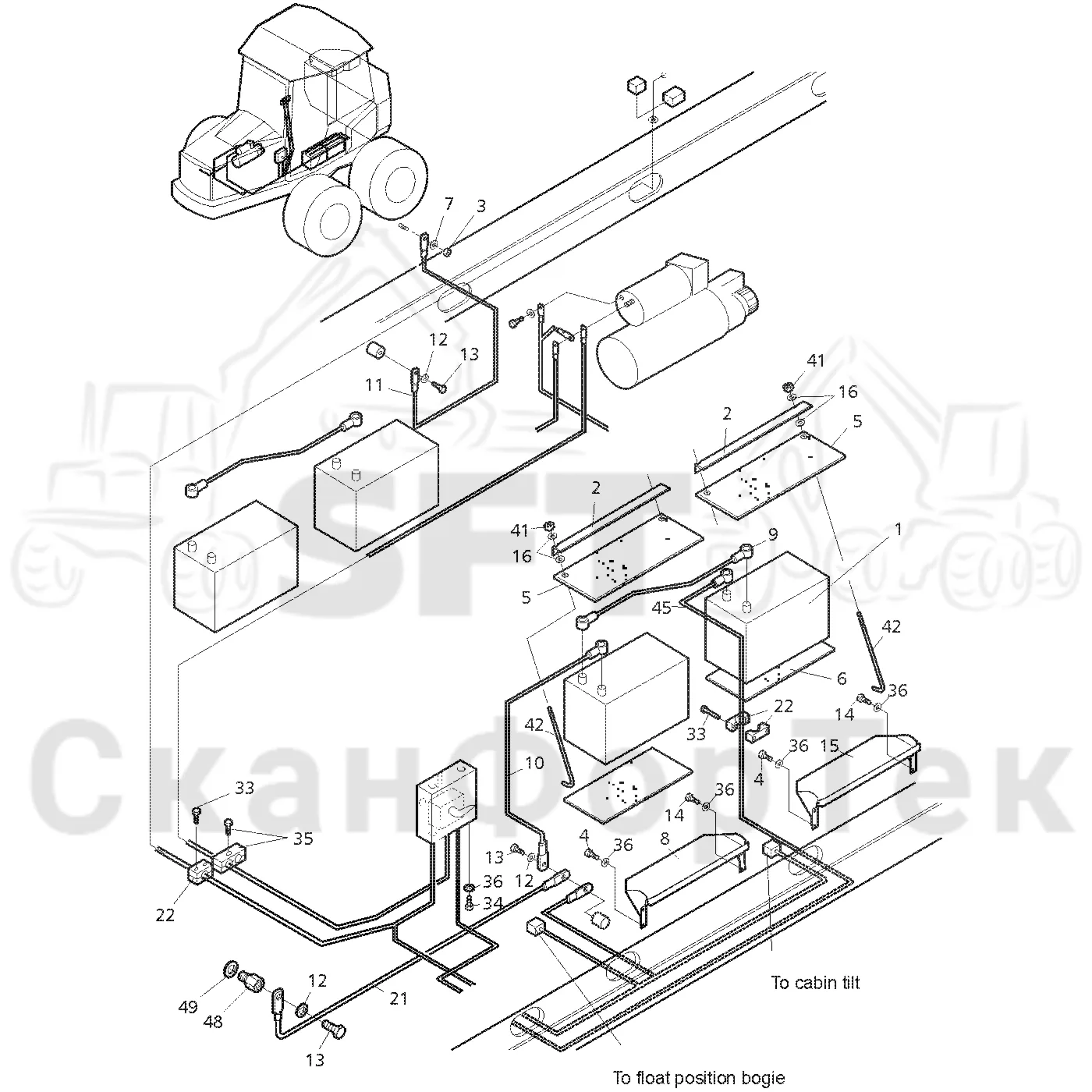 Схема: Valmet / Форвардер / Valmet 840.2 / Valmet 840.2 Ch. 211121- / Valmet 840.2 Ch. 211121- / Каталог запасных частей / шасси / Электрический Оборудование / Комплект сетевого кабеля 140 А-час 211211-