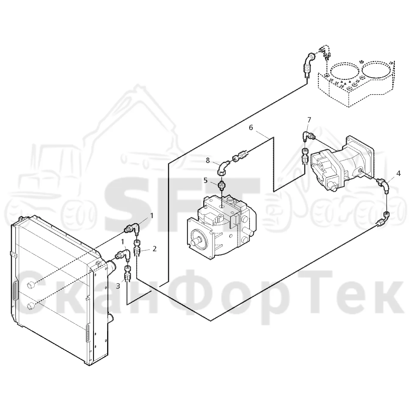 Схема: Valmet / Форвардер / Valmet 860.1 / Valmet 860.1 Ch. 115421- / Valmet 860.1 Ch. 115421- / Каталог запасных частей / Гидравлика / Система охлаждения масла / Охлаждение смазочного масла для гидравлических систем