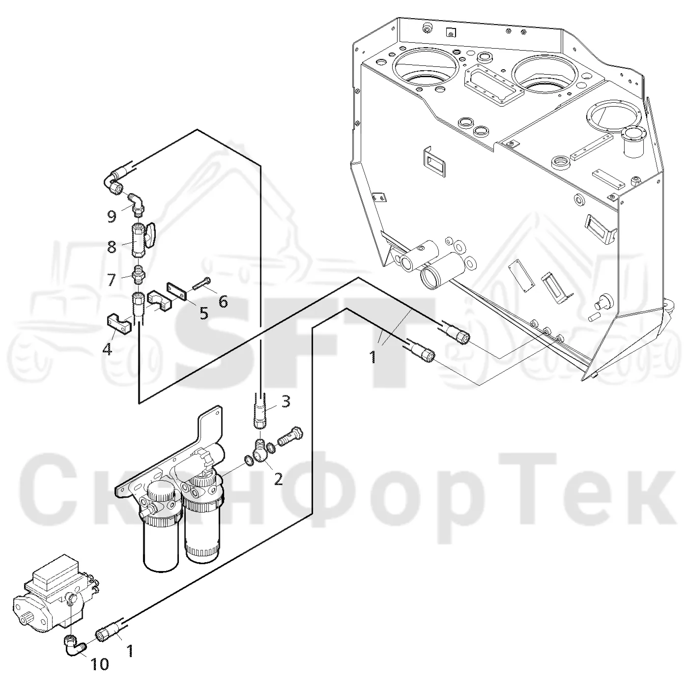Схема: Valmet / Форвардер / Valmet 840.3 / Valmet 840.3  Ch. -311173 / Valmet 840.3  Ch. -311173 / Каталог запасных частей / Двигатель / Топливная система / Топливная система