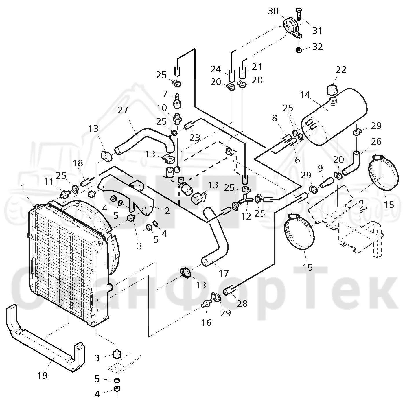 Схема: Valmet / Форвардер / Valmet 840.3 / Valmet 840.3 Ch. 311174- / Valmet 840.3 Ch. 311174- / Каталог запасных частей / Двигатель / Двигатель 311174- / Система охлаждения / Система охлаждения двигателя