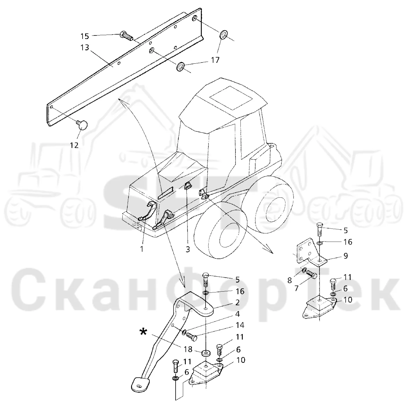 Схема: Valmet / Форвардер / Valmet 840.3 / Valmet 840.3 Ch. 311174- / Valmet 840.3 Ch. 311174- / Каталог запасных частей / Двигатель / Двигатель 311174- / Установка двигателя / Установка двигателя -312100
