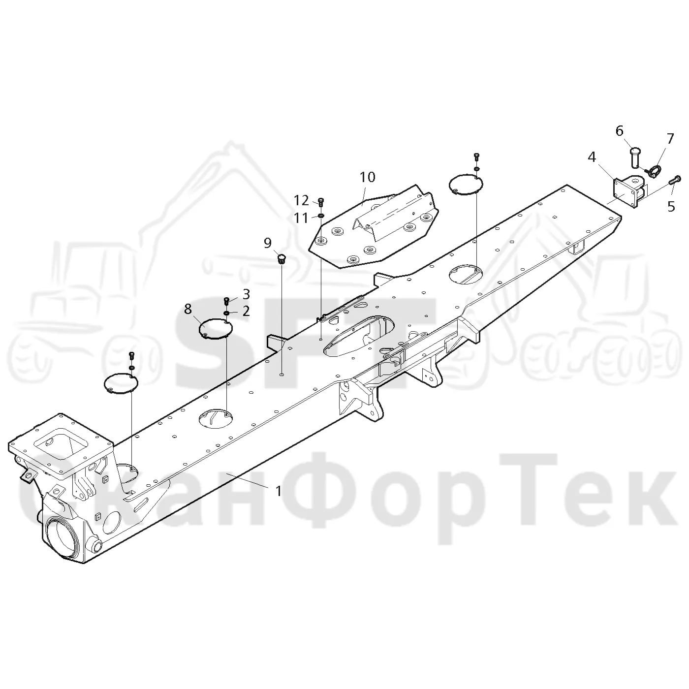 Схема: Valmet / Форвардер / Valmet 840.3 / Valmet 840.3  Ch. -311173 / Valmet 840.3  Ch. -311173 / Каталог запасных частей / шасси / Рамы / Рама, задняя  311083-