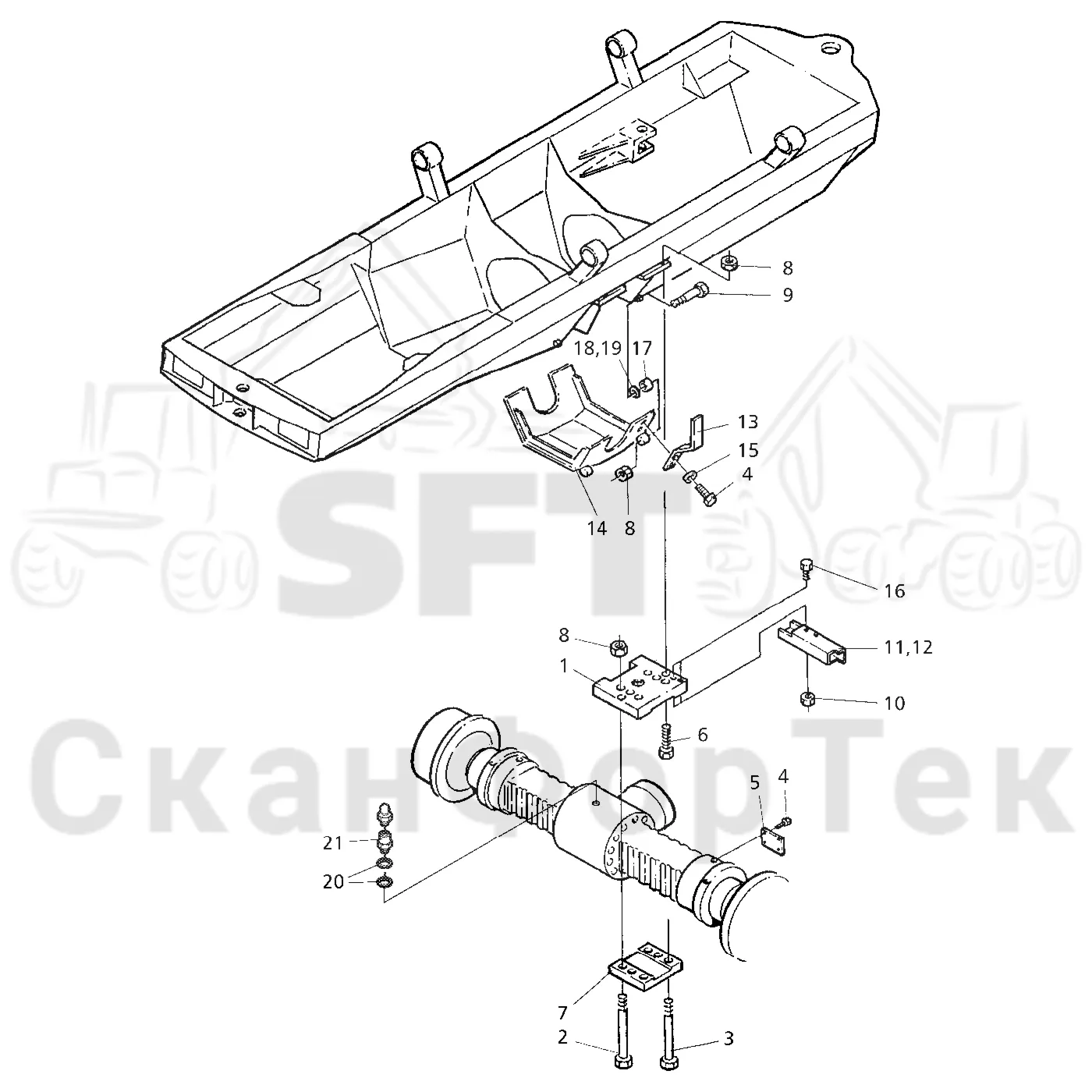 Схема: Valmet / Форвардер / Valmet 840.3 / Valmet 840.3 Ch. -311173 / Valmet 840.3 Ch. -311173 / Каталог запасных частей / Коробка передач / Ось / Мост передний