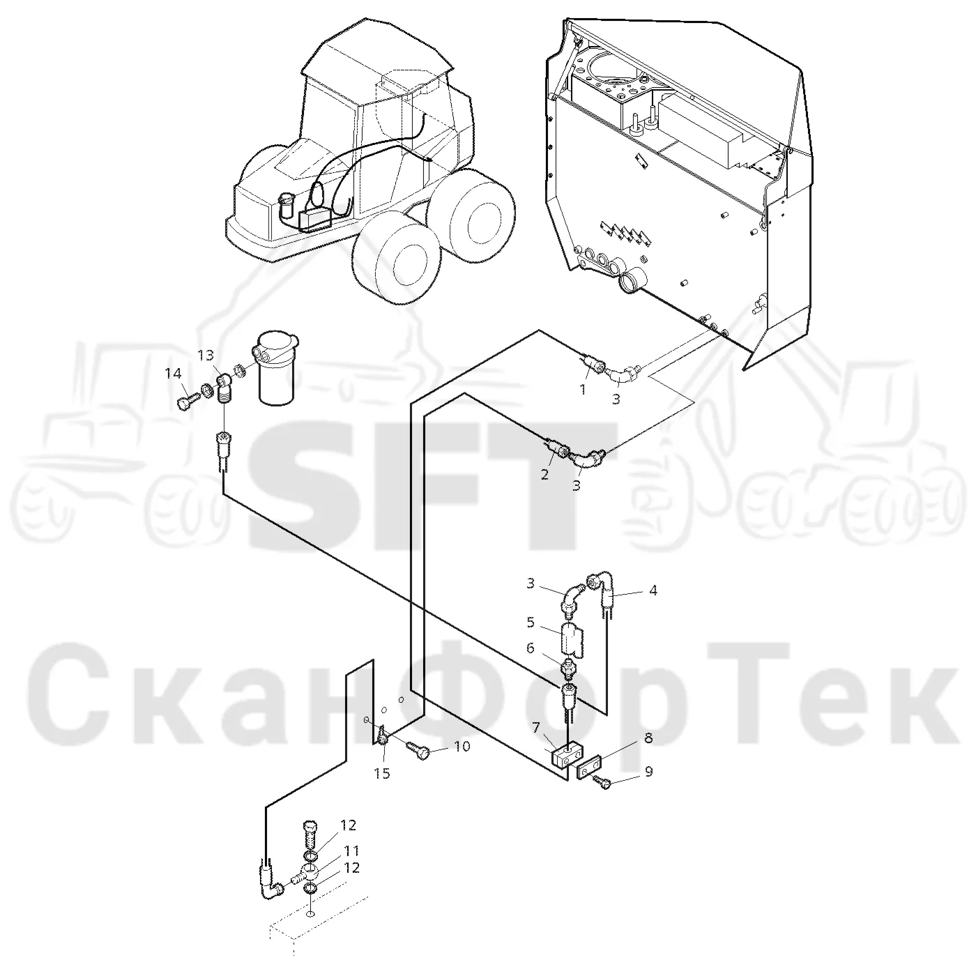 Схема: Valmet / Форвардер / Valmet 860.1 / Valmet 860.1   Ch. -115420 / Valmet 860.1  Ch. -115420 / Каталог запасных частей / Двигатель / Топливная система / Топливная система