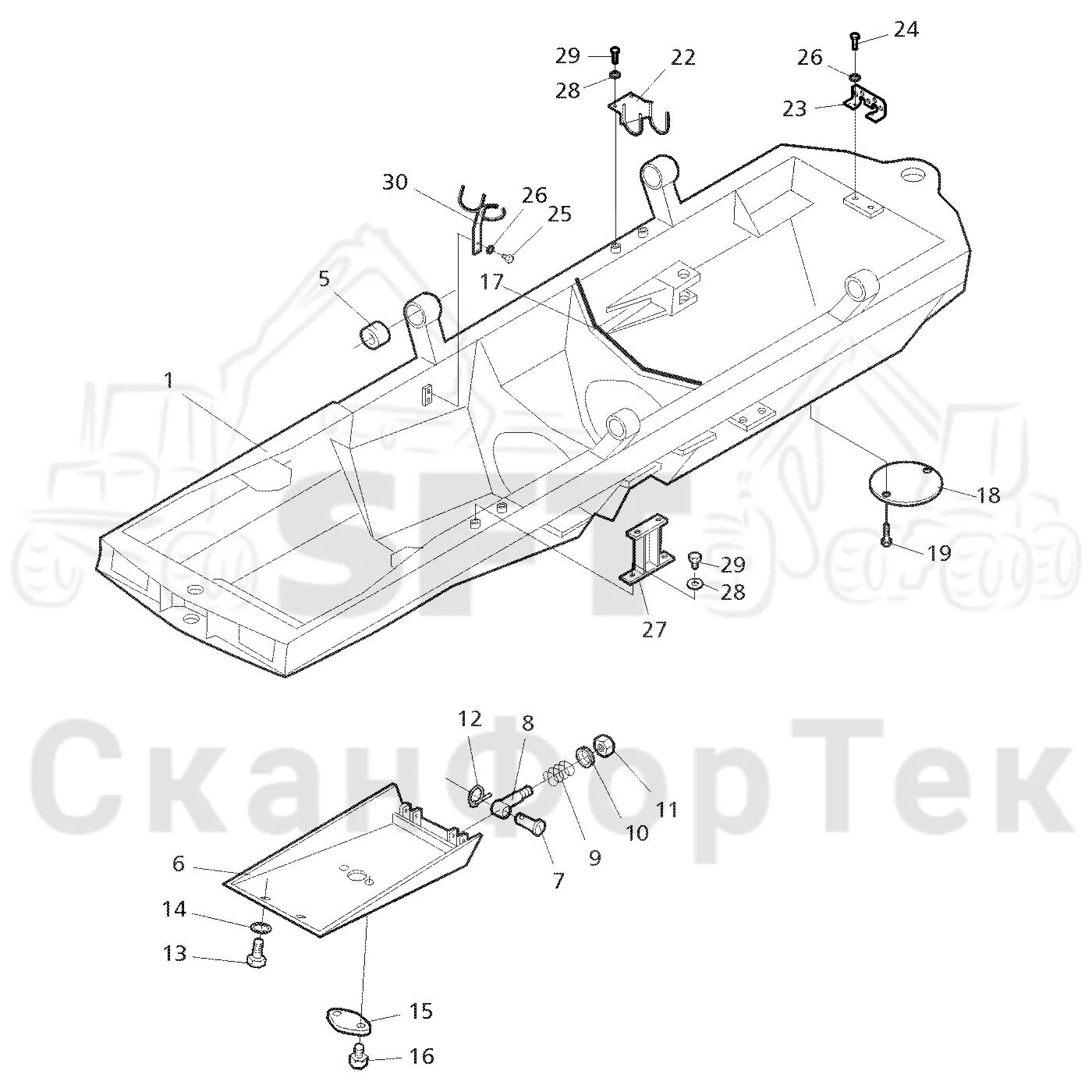 Схема: Valmet / Форвардер / Valmet 860.1 / Valmet 860.1 Ch. -115420 / Valmet 860.1 Ch. -115420 / Каталог запасных частей / шасси / Рамы / Рама, передняя на 6 колес