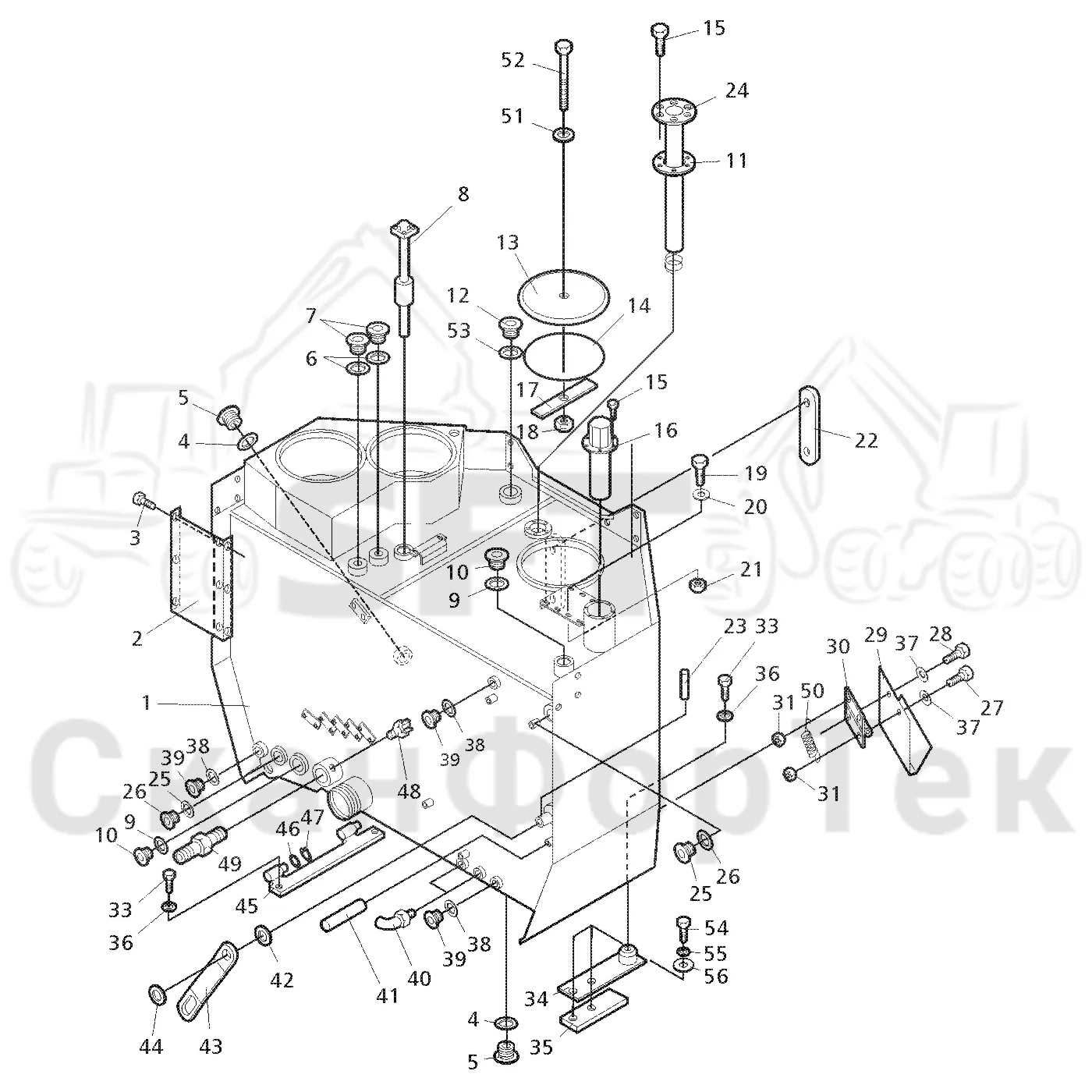 Схема: Valmet / Форвардер / Valmet 860.1 / Valmet 860.1 Ch. -115420 / Valmet 860.1 Ch. -115420 / Каталог запасных частей / Гидравлика / Бак гидравлики / Бак гидравлики