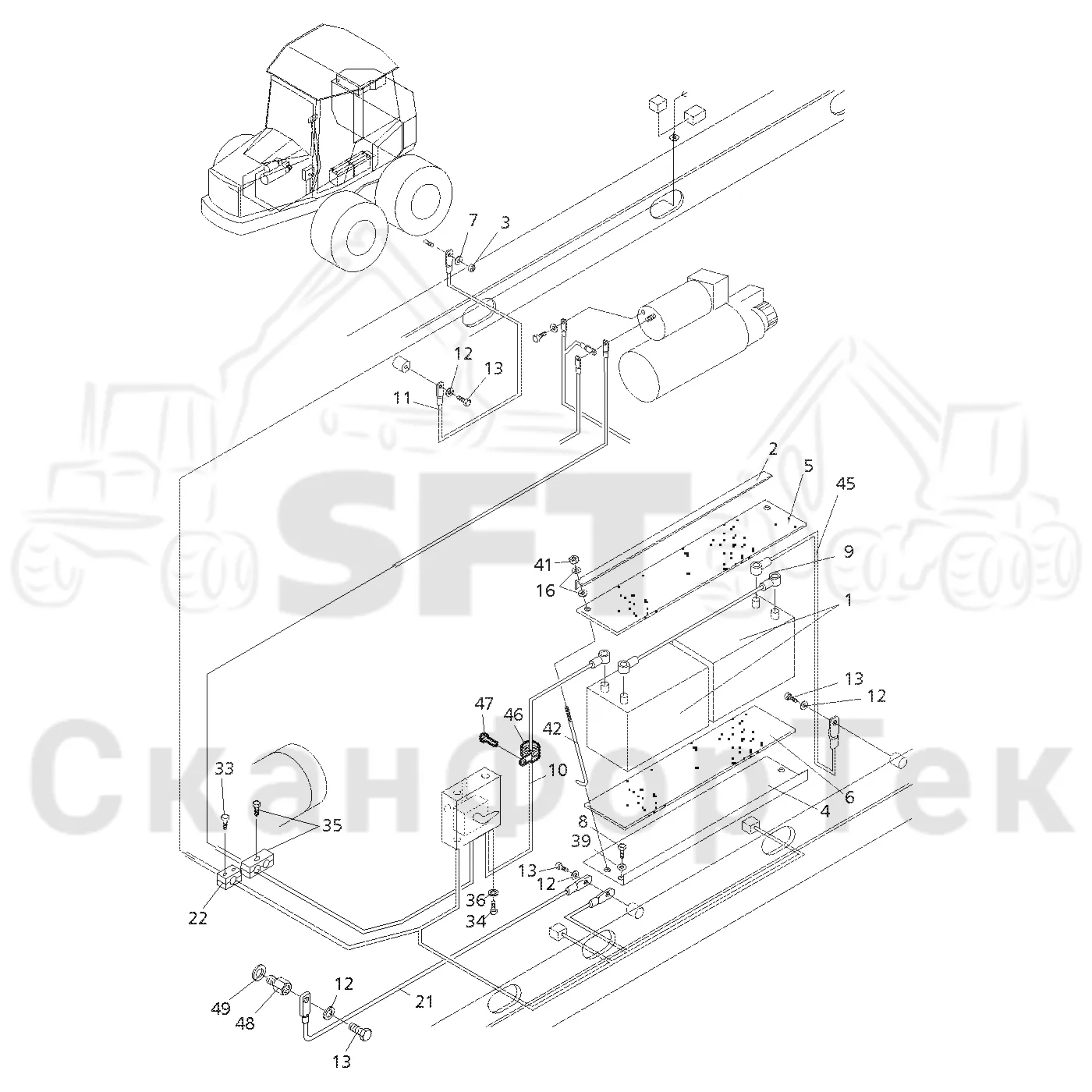 Схема: Valmet / Форвардер / Valmet 860.1 / Valmet 860.1 Ch. 115421- / Valmet 860.1 Ch. 115421- / Каталог запасных частей / шасси / Электрический Оборудование / Комплект сетевого кабеля 140 А-час