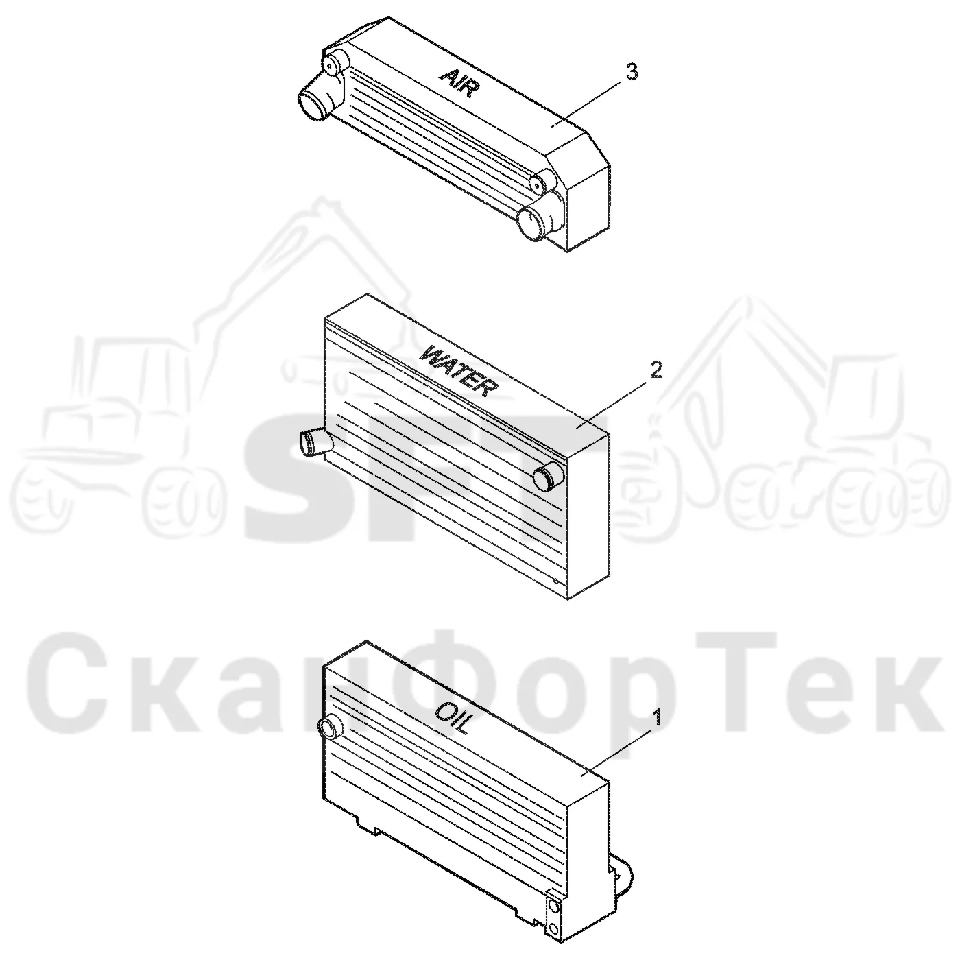 Схема: Valmet / Форвардер / Valmet 840.3 / Valmet 840.3  Ch. -311173 / Valmet 840.3  Ch. -311173 / Каталог запасных частей / Двигатель / Система охлаждения / Система охлаждения двигателя / Запасные части холодильника