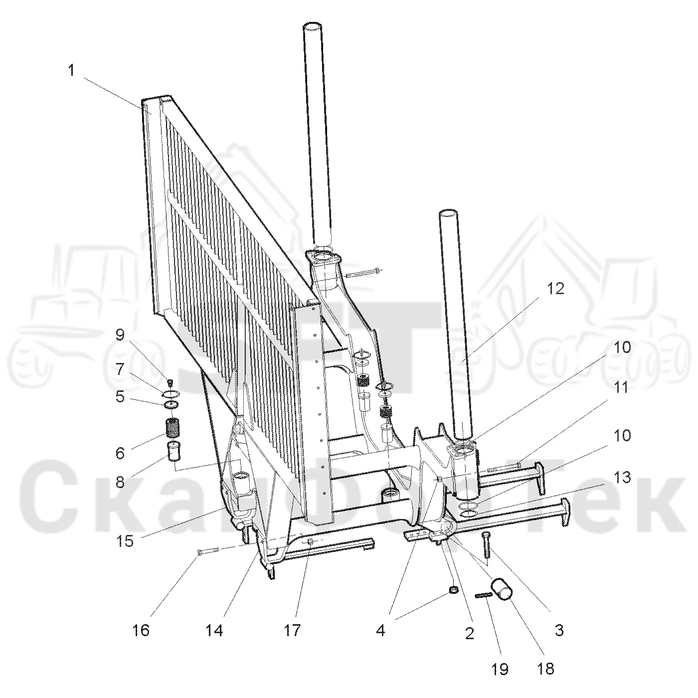 Схема: Valmet / Форвардер / Valmet 860.1 / Valmet 860.1 Ch. -115420 / Valmet 860.1 Ch. -115420 / Каталог запасных частей / шасси / Зона погрузки / Gate movable / Gate movable