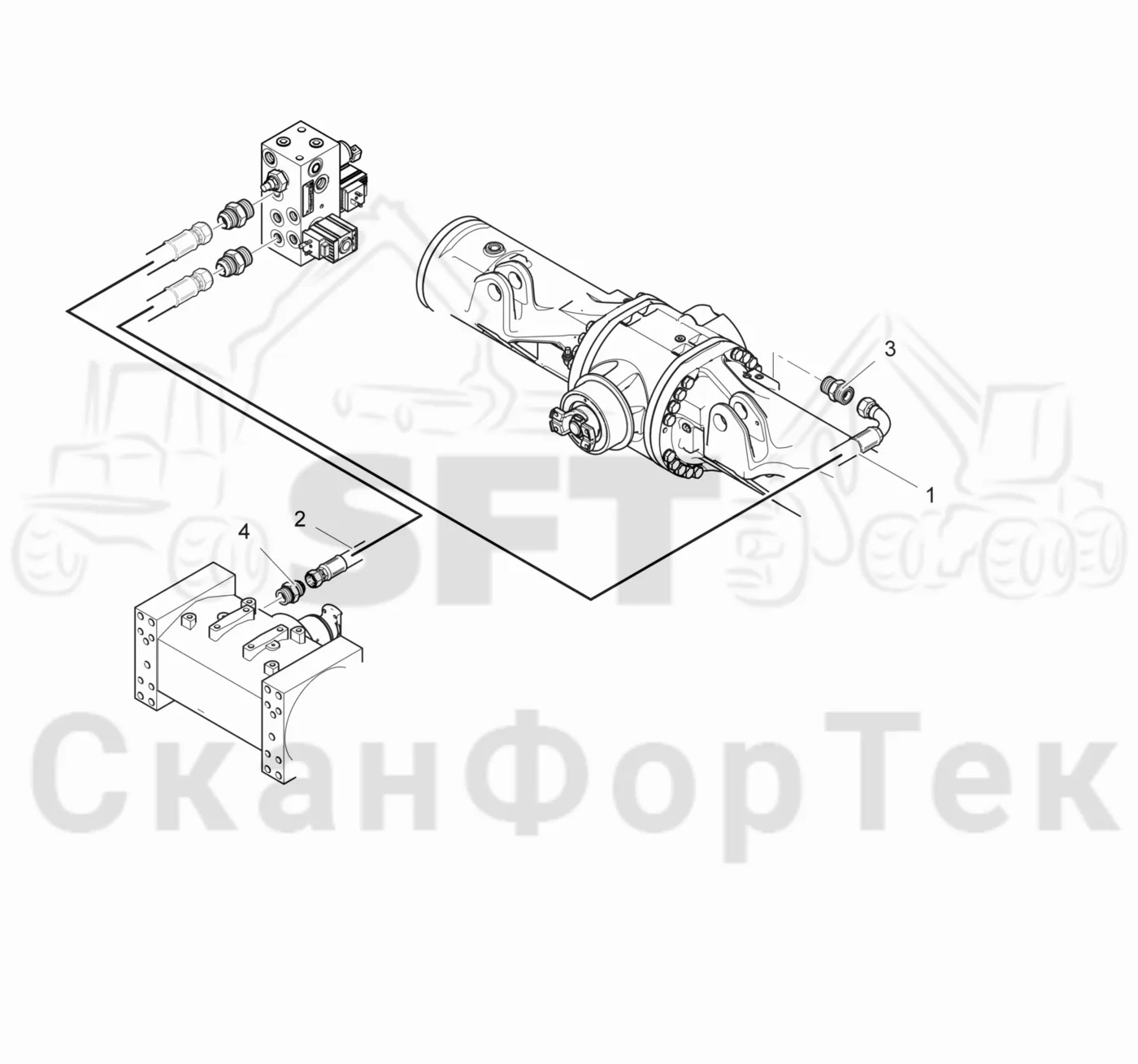 Схема: Valmet / Лесозаготовительные машины / Valmet 901.4 / Valmet 901.4 / Каталог запасных частей / Коробка передач / Блокировка дифференциала / Блокировка дифференциала 9010041179-