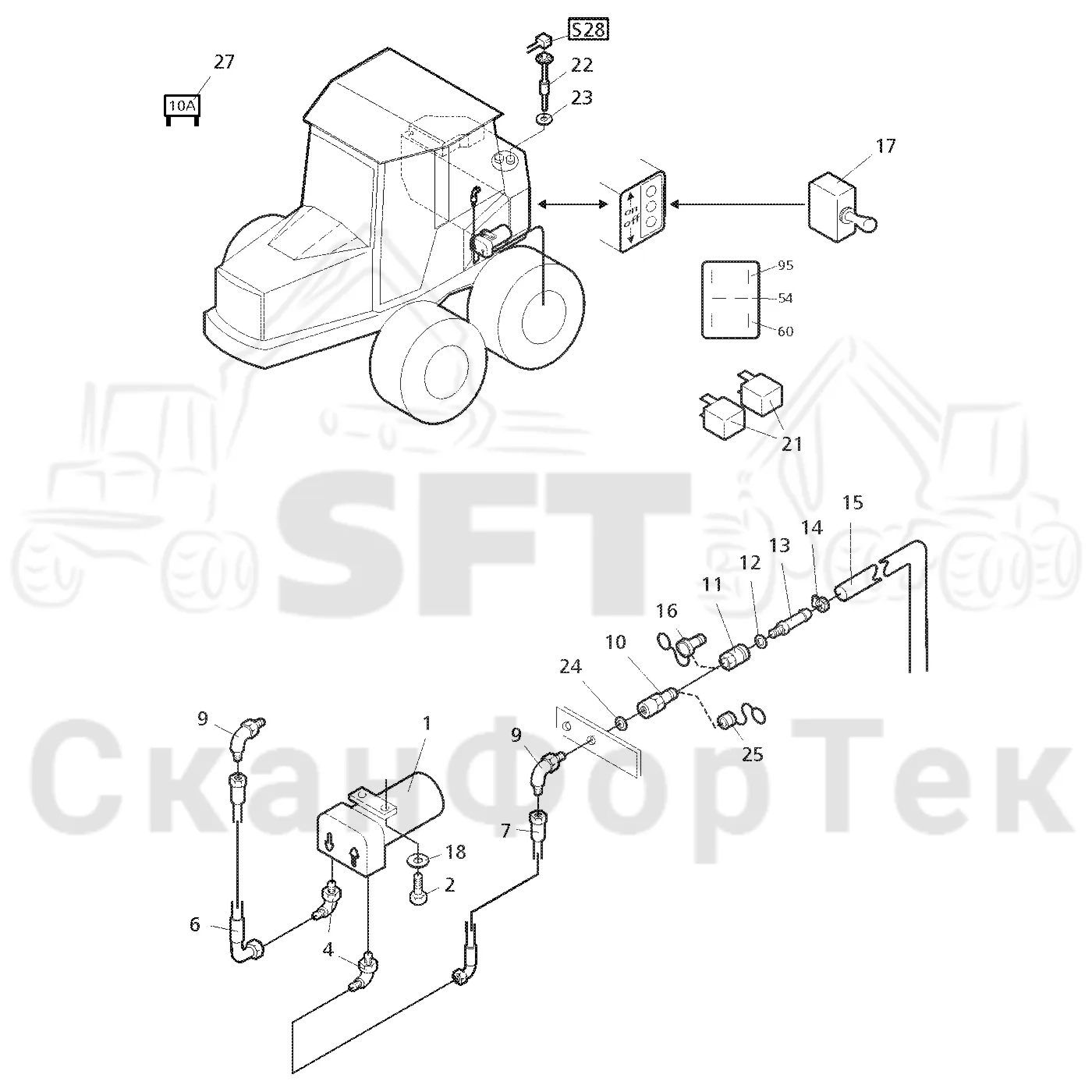 Схема: Valmet / Форвардер / Valmet 890.1 / Valmet 890.1 Ch. -117350, -119440 / Valmet 890.1 Ch. -117350, -11 / Каталог запасных частей / Двигатель / Топливная система / Топливозаправка электронасосом