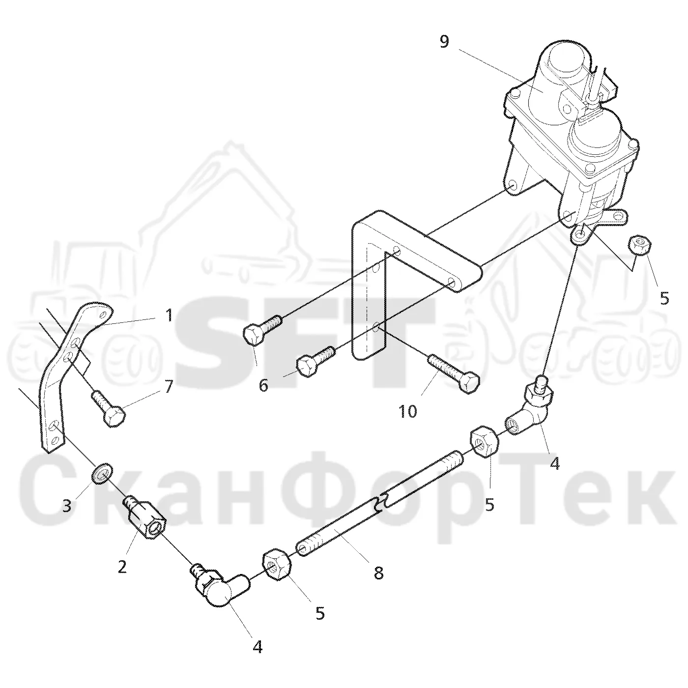 Схема: Valmet / Форвардер / Valmet 890.1 / Valmet 890.1 Ch. 117351-, 119441- / Valmet 890.1 Ch. 117351-, 119 / Каталог запасных частей / Двигатель / дроссельный блок / Регулятор дроссельной заслонки газа