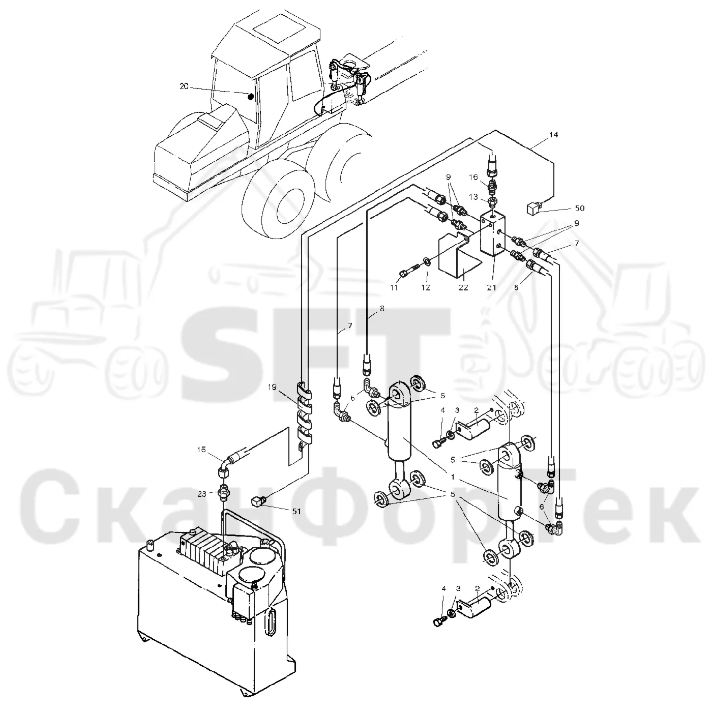 Схема: Valmet / Форвардер / Valmet 890.1 / Valmet 890.1 Ch. 117351-, 119441- / Valmet 890.1 Ch. 117351-, 119 / Каталог запасных частей / шасси / Стабилизация / Стабилизация