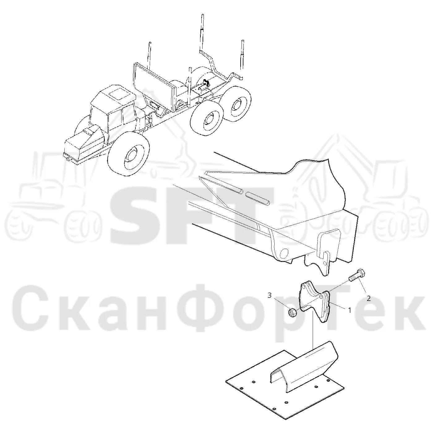 Схема: Valmet / Форвардер / Valmet 890.1 / Valmet 890.1 Ch. -117350, -119440 / Valmet 890.1 Ch. -117350, -11 / Каталог запасных частей / шасси / Зона погрузки / Опора подъемного крана с полным приводом