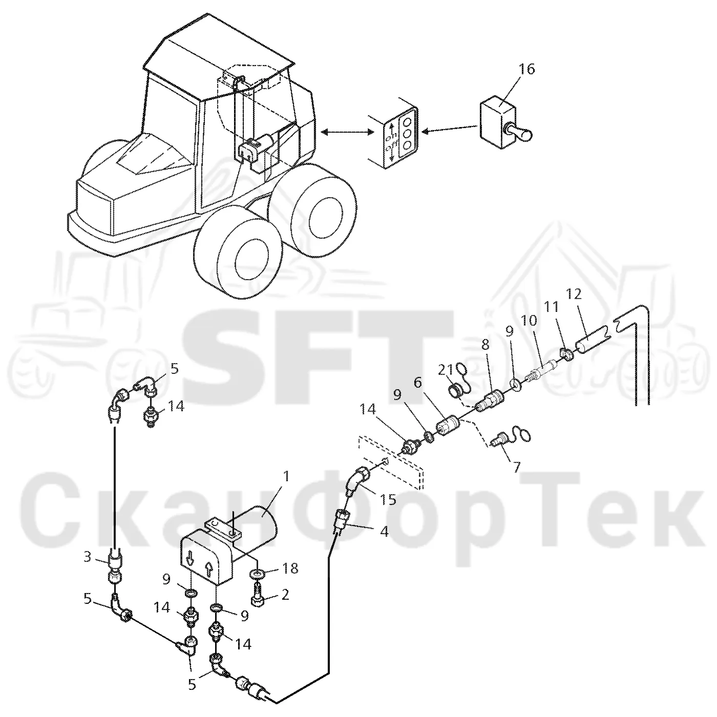 Схема: Valmet / Форвардер / Valmet 890.1 / Valmet 890.1 Ch. -117350, -119440 / Valmet 890.1 Ch. -117350, -11 / Каталог запасных частей / Гидравлика / Заполнение маслом / Заправка масла электрическим насосом