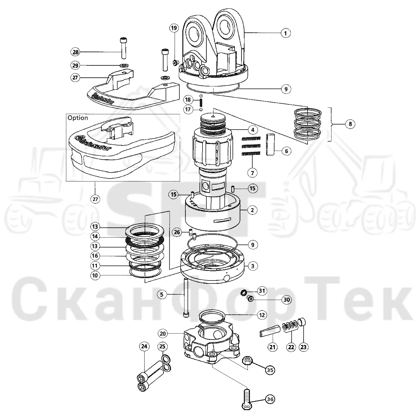 Схема: Valmet / Форвардер / Valmet 890.1 / Valmet 890.1 Ch. 117351-, 119441- / Valmet 890.1 Ch. 117351-, 119 / Каталог запасных частей / Оборудование захвата / Поворотные устройства / Поворотное устройство GV 14 S