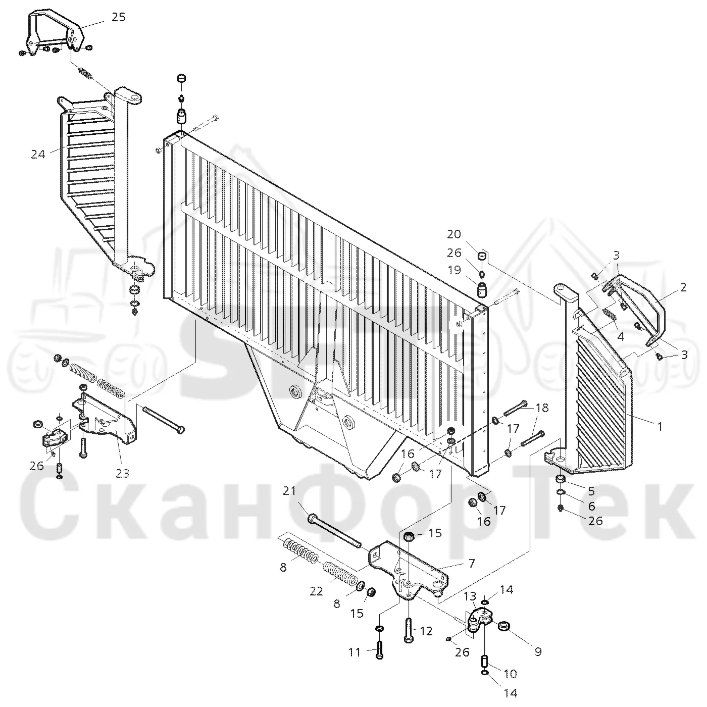 Схема: Valmet / Форвардер / Valmet 890.2 / Valmet 890.2 / Каталог запасных частей / шасси / Зона погрузки / Заслонка LoadFlex / Заслонка LoadFlex