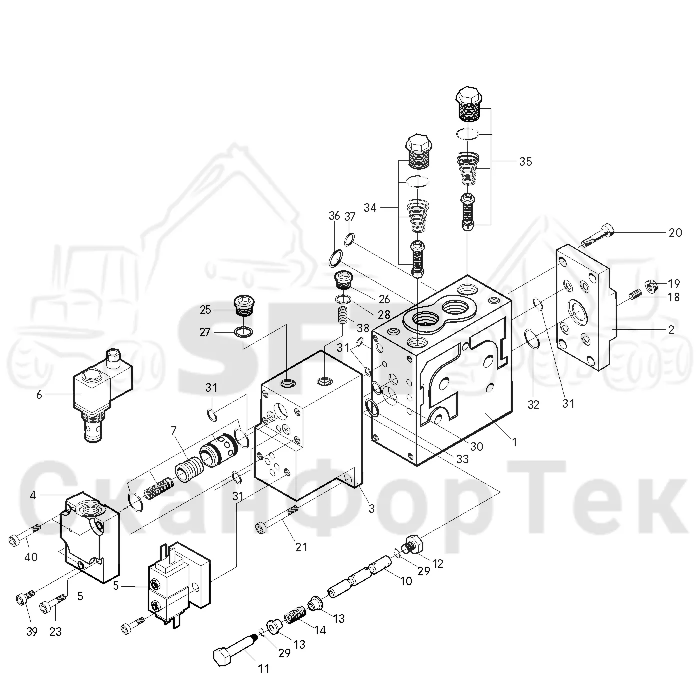 Схема: Valmet / Головки лесозаготовительной машины / Valmet 370 / Valmet 370 Ch. 11550- / Valmet 370 Ch. 11550- / Valmet 370 11550- / Каталог запасных частей / Гидравлический клапан / Клапан, кабели открывания/закрывания