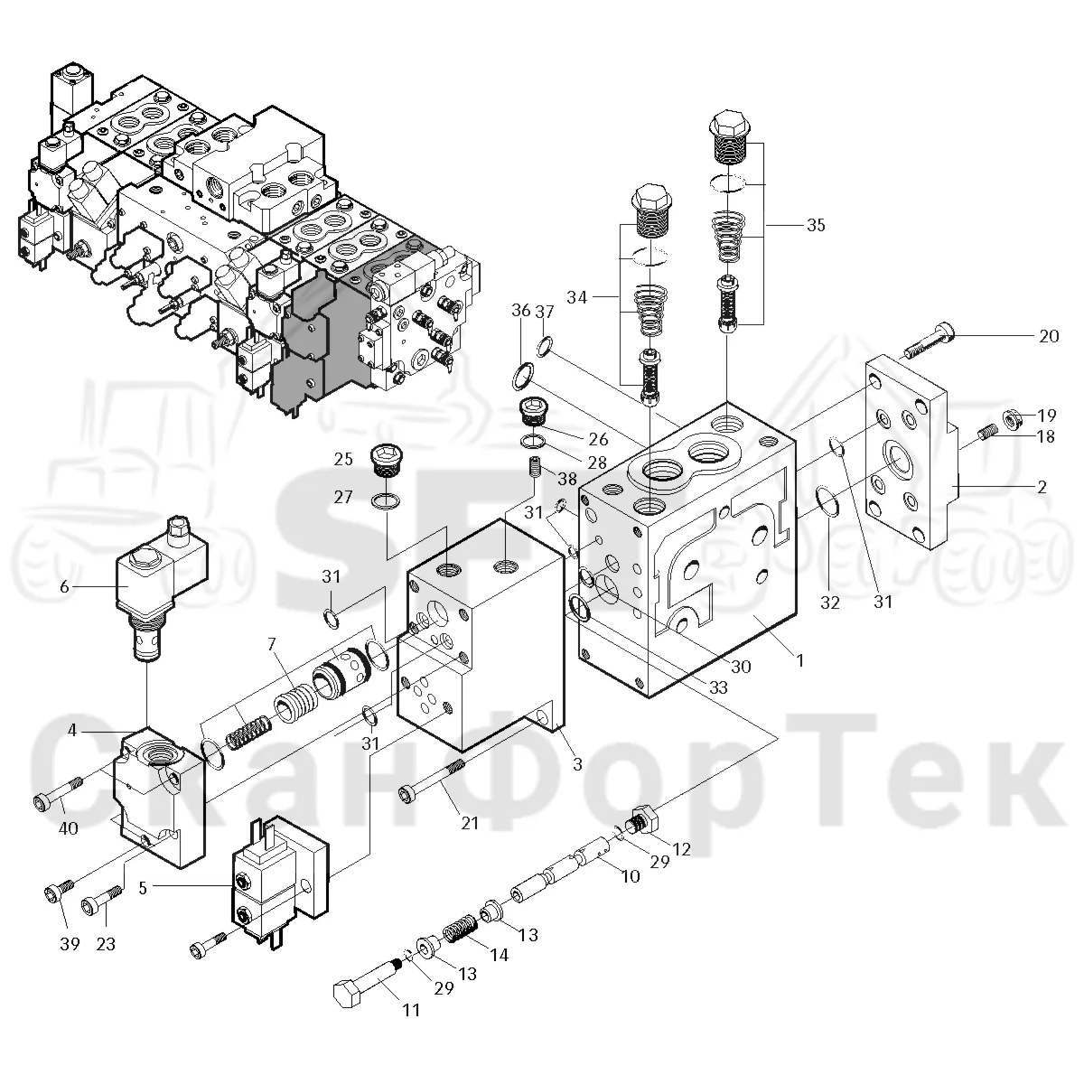 Схема: Valmet / Лесозаготовительные машины / Valmet 921 / Valmet 921 Ch 13271- / Valmet 921 Ch 13271- / Каталог запасных частей / Лесозаготовительное оборудование / Головка лесозаготовительной машины / Valmet 360 / Valmet 360 / Valmet 360   Ch. -11429 / Valmet 360 Ch.-11429 / Каталог запасных частей / Гидравлический клапан / Клапан. Передние сучкорезные ножи