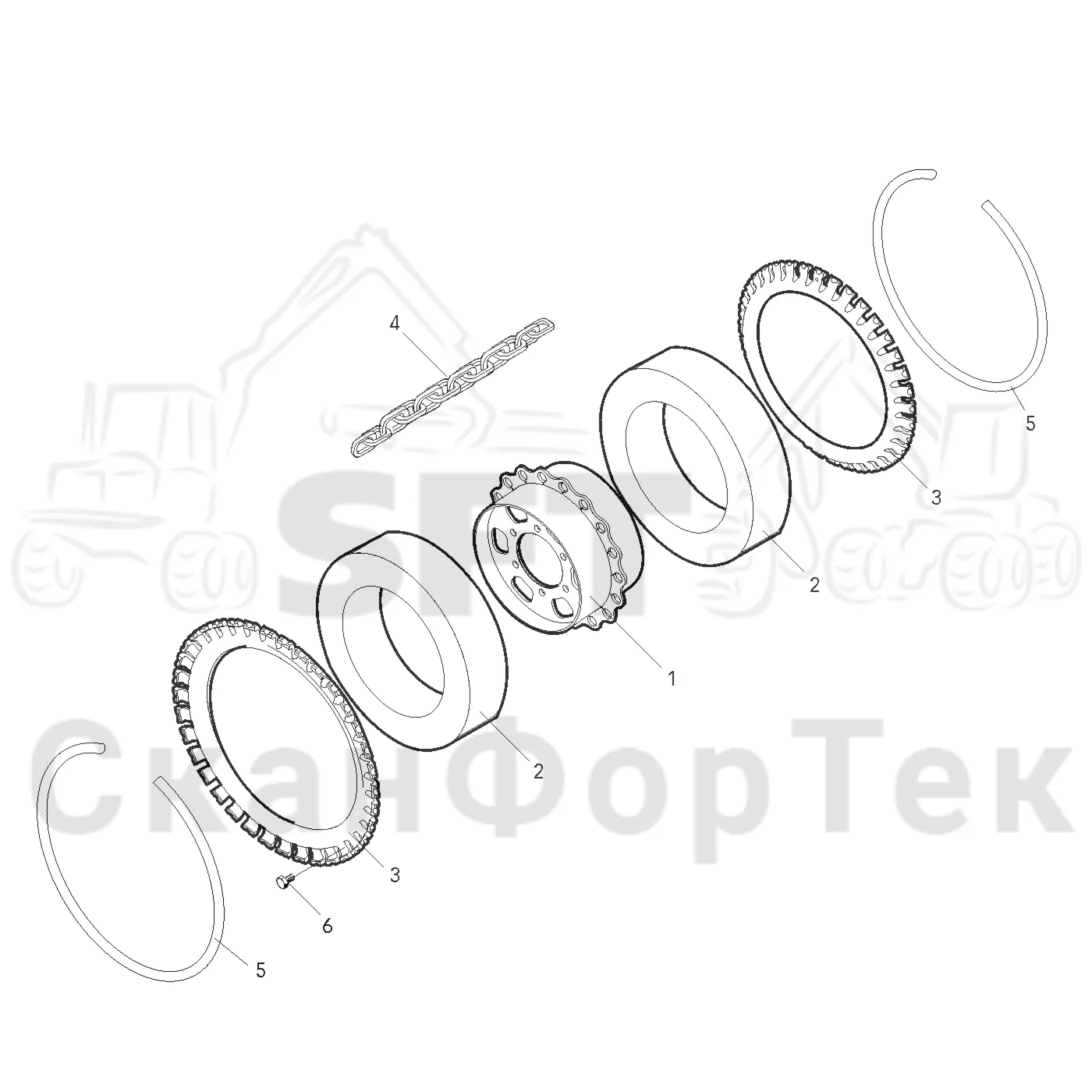 Схема: Valmet / Головки лесозаготовительной машины / Valmet 360.1 / Valmet 360.1 Ch. 111831- / Valmet 360.1 Ch. 111831- / Каталог запасных частей / Подача / Подающий ролик / Запчасть