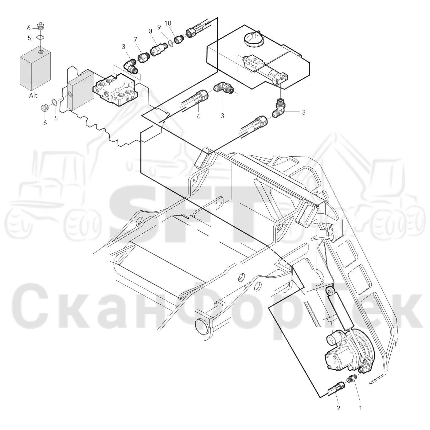 Схема: Valmet / Лесозаготовительные машины / Valmet 921.1 / Valmet 921.1  Ch. -113530 / Valmet 921.1  Ch. -113530 / Каталог запасных частей / Лесозаготовительное оборудование / Головка лесозаготовительной машины / Valmet 370 / Valmet 370 / Valmet 370   Ch. -11549 / Valmet 370 -11549 / Каталог запасных частей / Резка / Гидравлическое оборудование смазки цепи