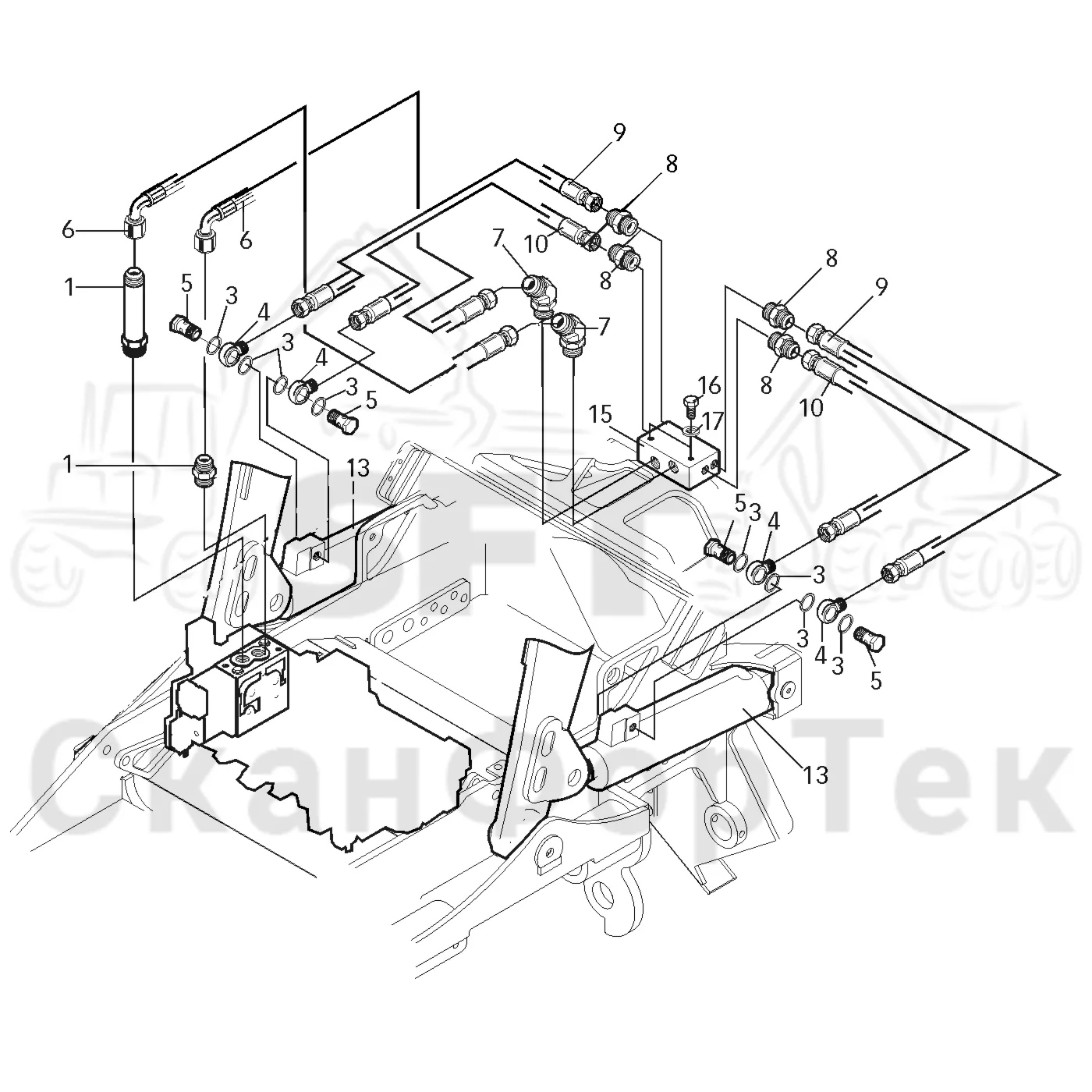 Схема: Valmet / Головки лесозаготовительной машины / Valmet 370 / Valmet 370 Ch. -11549 / Valmet 370 Ch. -11549 / Valmet 370 -11549 / Каталог запасных частей / Валка леса / Валочное гидравлическое оборудование