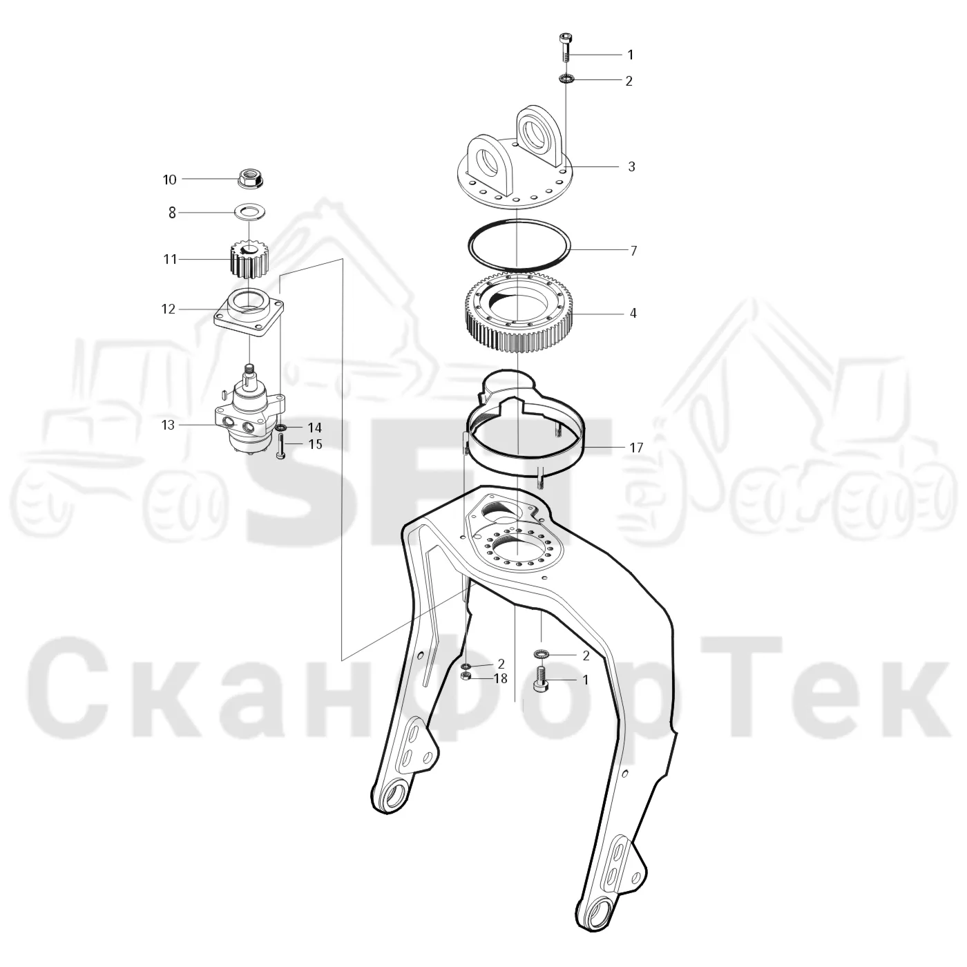 Схема: Valmet / Лесозаготовительные машины / Valmet 921 / Valmet 921 Ch -13270 / Valmet 921 Ch -13270 / Каталог запасных частей / Лесозаготовительное оборудование / Головка лесозаготовительной машины / Valmet 370 / Valmet 370 / Valmet 370 Ch. -11549 / Valmet 370 -11549 / Каталог запасных частей / Поворотные устройства и звенья / Поворотное устройство -11520