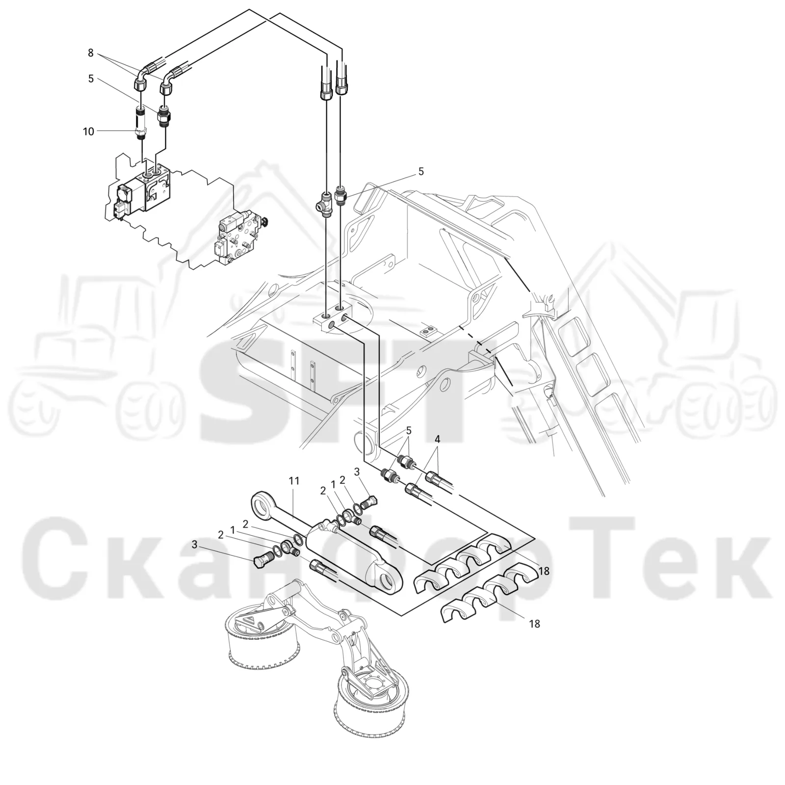 Схема: Valmet / Лесозаготовительные машины / Valmet 941 / Valmet 941 Ch 12071- / Valmet 941 Ch 12071- / Каталог запасных частей / Лесозаготовительное оборудование / Головка лесозаготовительной машины / Valmet 370 E / Valmet 370 E / Valmet 370 E Ch. 11171- / Каталог запасных частей / Подача / Гидравлическое оборудование открывания и закрывания подающих роликов / Гидравлическое оборудование открывания и закрывания подающих роликов