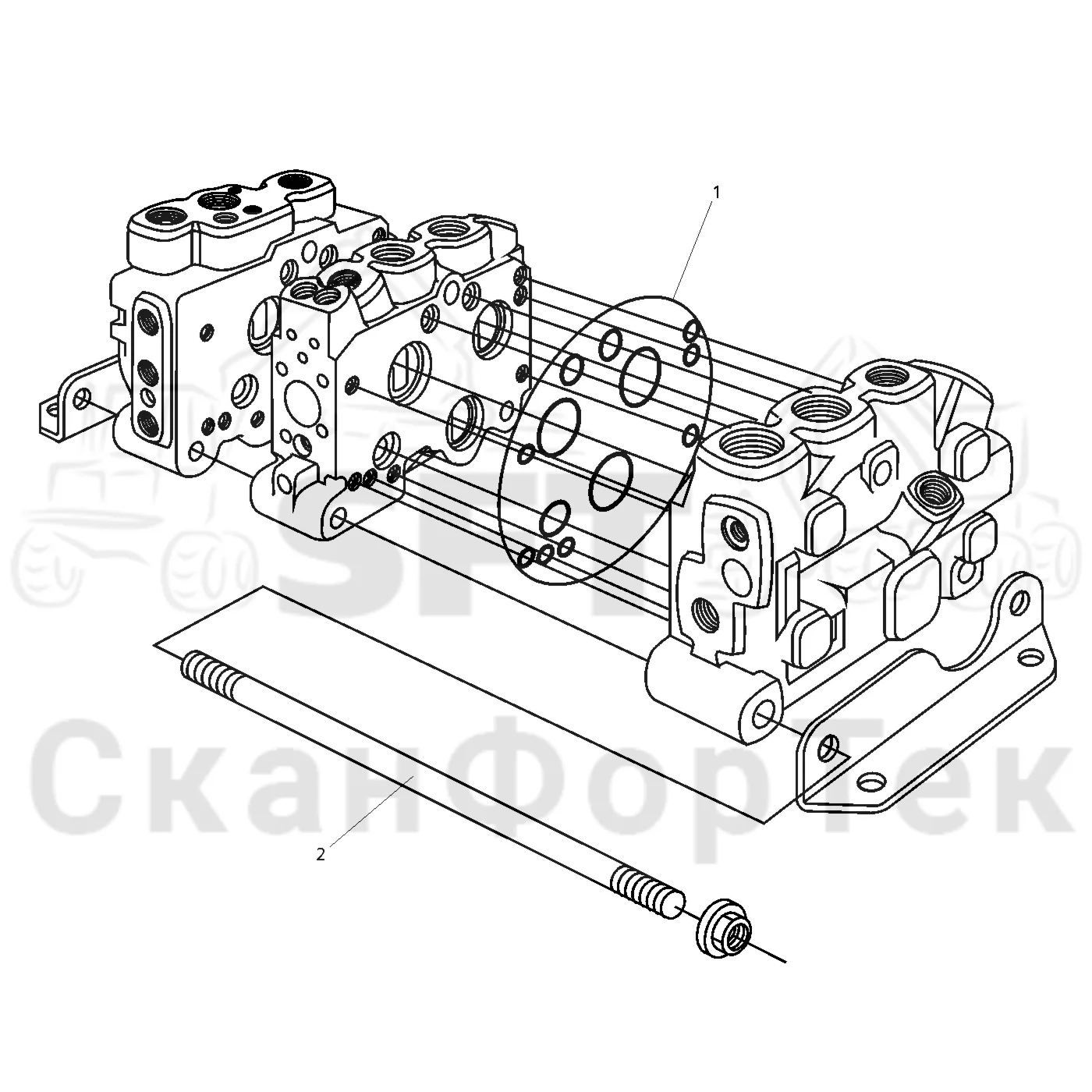 Схема: Valmet / Форвардер / Valmet 890.1 / Valmet 890.1 Ch. 117351-, 119441- / Valmet 890.1 Ch. 117351-, 119 / Каталог запасных частей / Гидравлика / Узел клапана / Прокладки секции