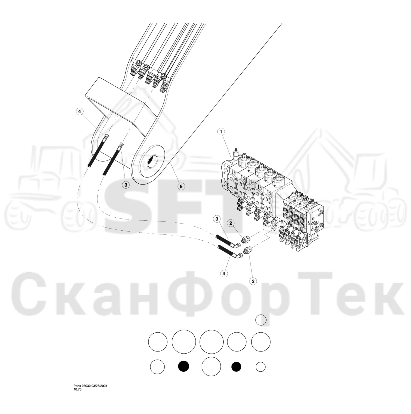 Схема: Valmet / Лесозаготовительные машины / Valmet 901TX / Valmet 901TX / Каталог запасных частей / Тормоза / Тормоза / Combined & Dual Flow Processor Hydraulics / Rotate Function