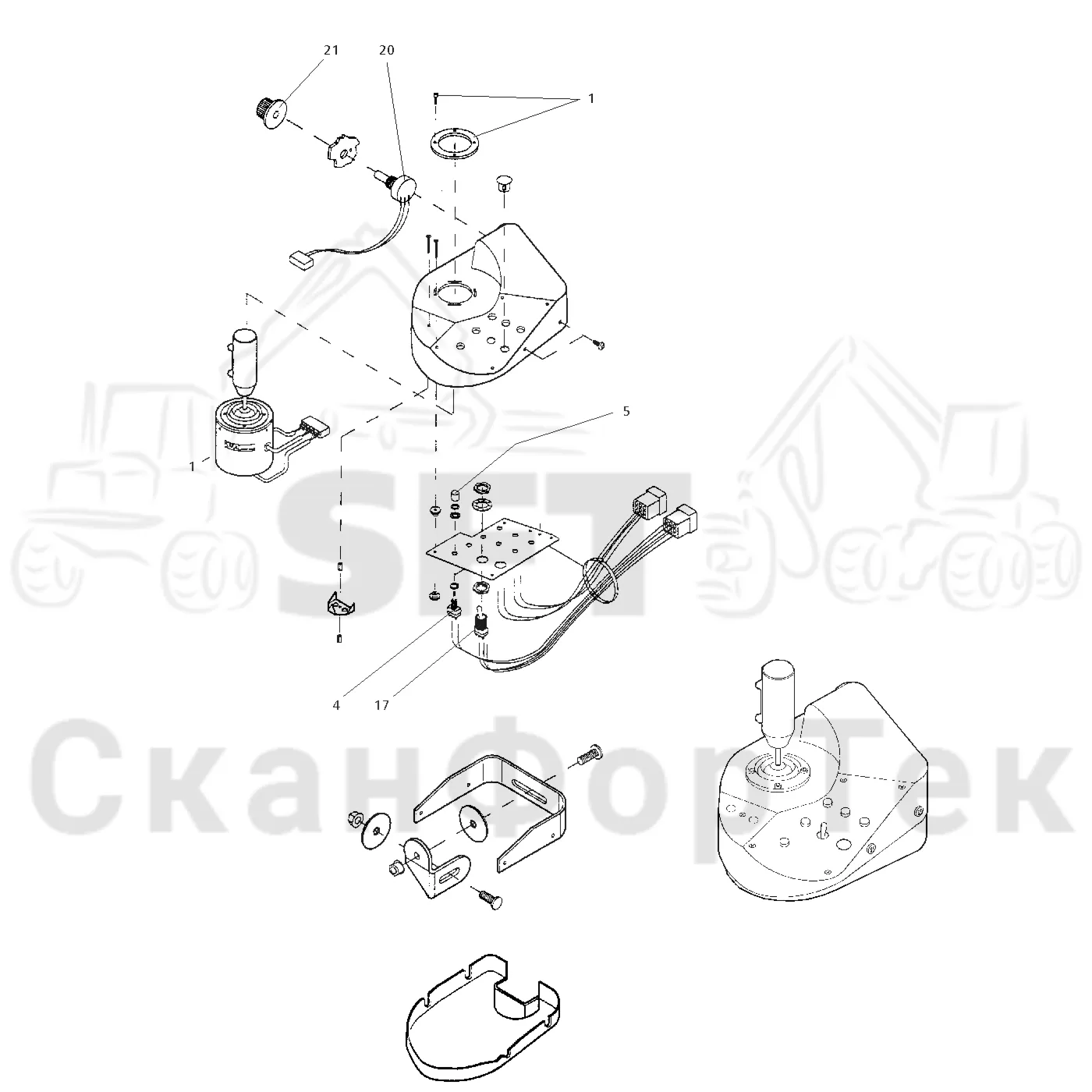 Схема: Valmet / Форвардер / Valmet 890.1 / Valmet 890.1 Ch. -117350, -119440 / Valmet 890.1 Ch. -117350, -11 / Каталог запасных частей / Система управления / Регулятор / Электрооборудование рычажного устройства / Рычаги управления левый