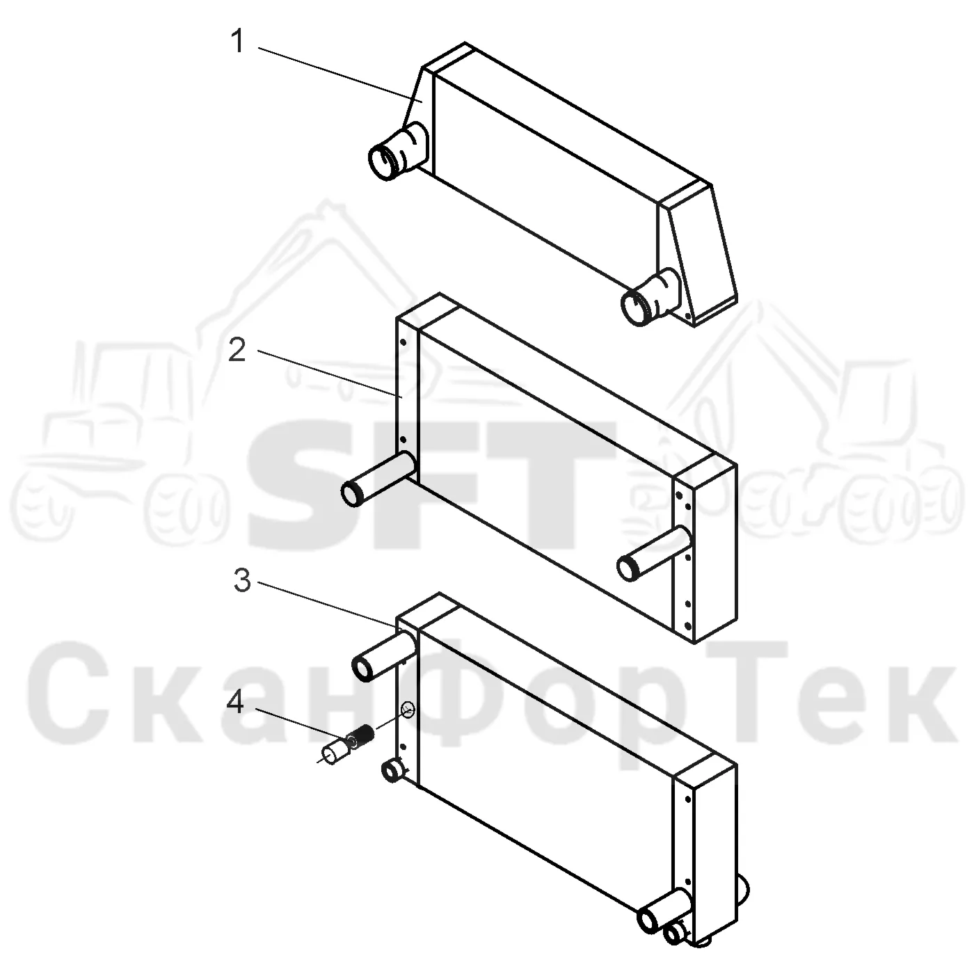 Схема: Valmet / Форвардер / Valmet 830.1 / Valmet 830.1 / Каталог запасных частей / Двигатель / Система охлаждения / Система охлаждения двигателя / Холодильник
