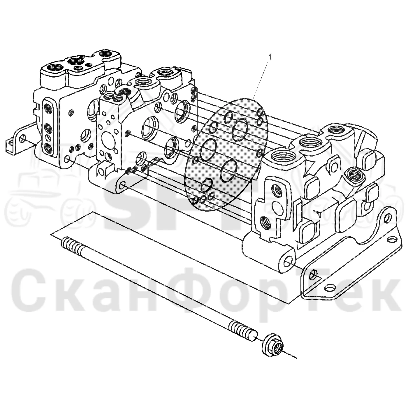 Схема: Valmet / Лесозаготовительные машины / Valmet 921 / Valmet 921 Ch 13271- / Valmet 921 Ch 13271- / Каталог запасных частей / Гидравлика / Клапан телескопических подъемных кранов / 1600 crane 300 head series / Прокладки секции