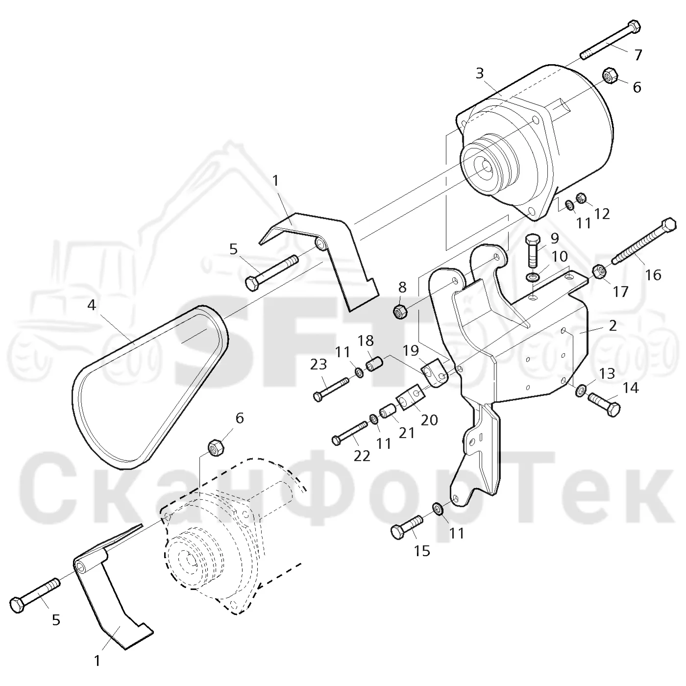 Схема: Valmet / Форвардер / Valmet 830.3 / Valmet 830.3 / Каталог запасных частей / Двигатель / Двигатель -311171 / Генератор переменного тока / Генератор переменного тока