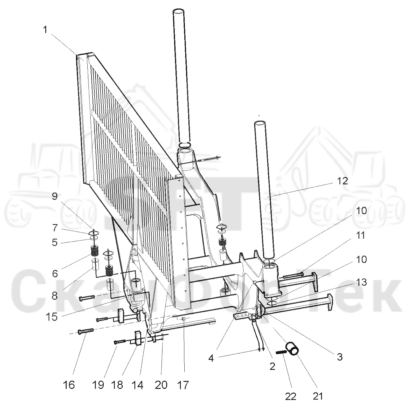 Схема: Valmet / Форвардер / Valmet 840.2 / Valmet 840.2  Ch. -211120 / Valmet 840.2  Ch. -211120 / Каталог запасных частей / шасси / Зона погрузки / Gate movable / Gate movable